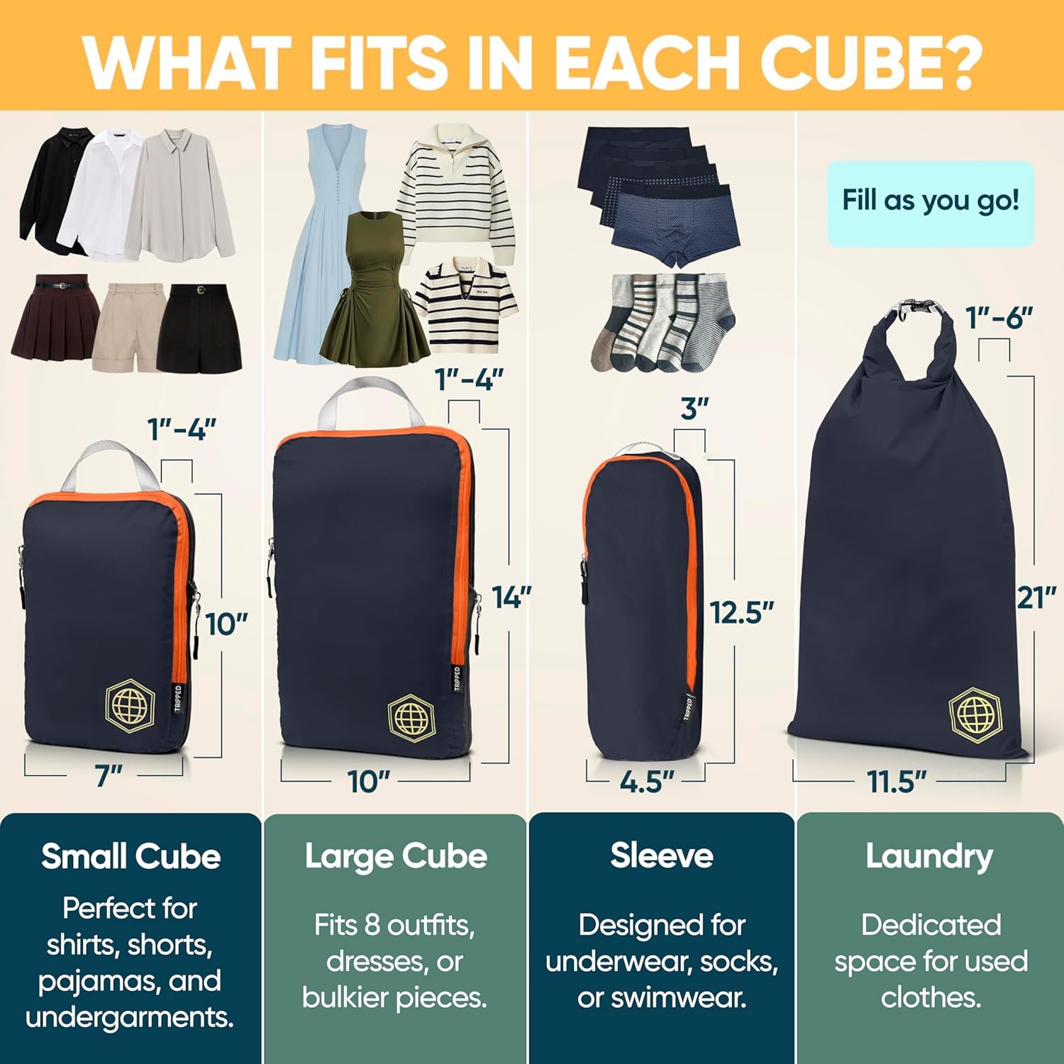 Manufacturer of Large Compression Packing Cubes for Travel - Private Label Packing Cube Luggage Organizers 7 Piece Set for Checked Luggage - Ultralight Expandable Compression Bags with Custom Logo (Grey/Orange)