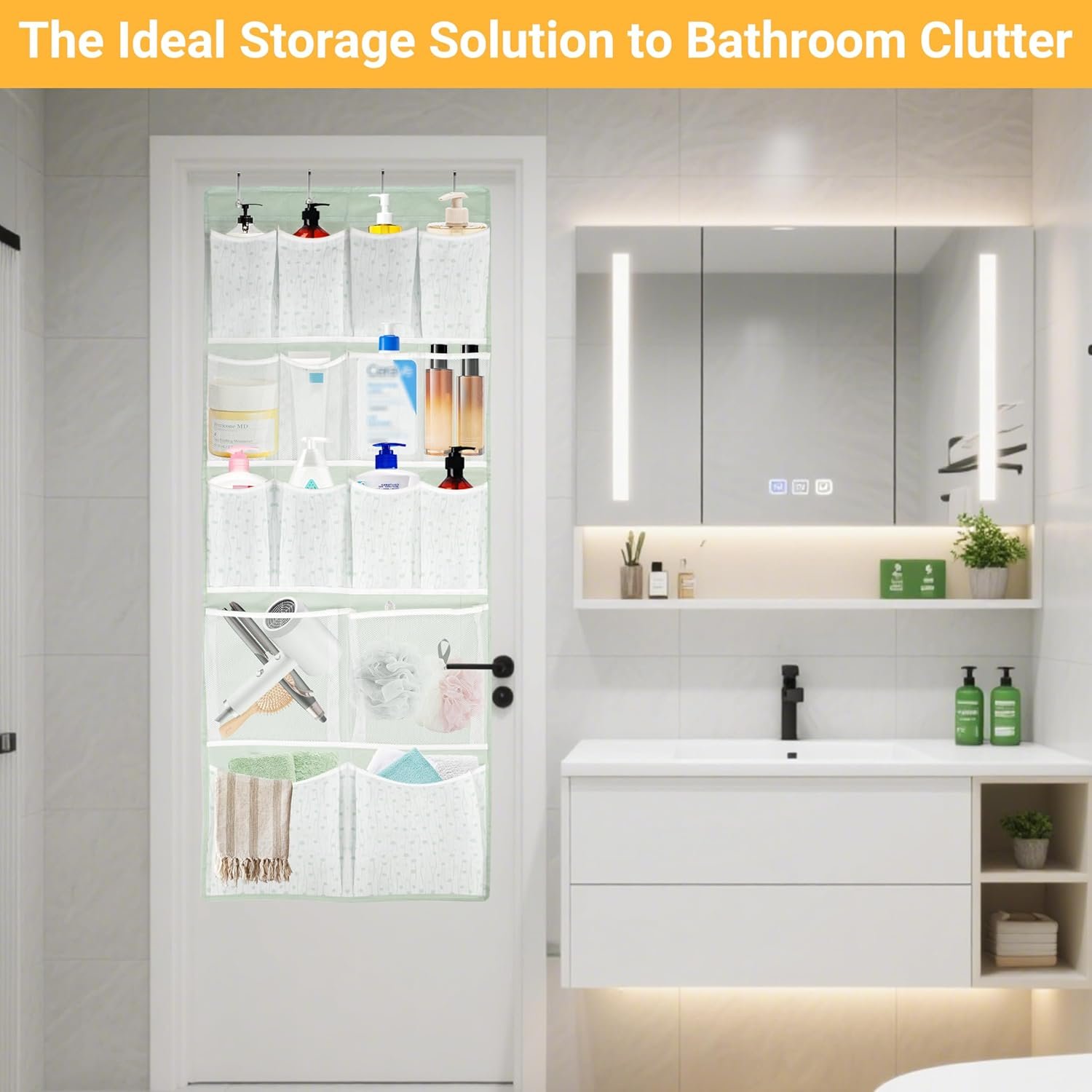 Custom Logo 16 Pockets Over Door Hanging Organizer Private Label Back of Door Shoes Organizer with 4 Kinds of Pouches Factory Closet Hanging Shelf Holder for Socks Hats Underwear Travel Outfits Home Dorm RV Storage