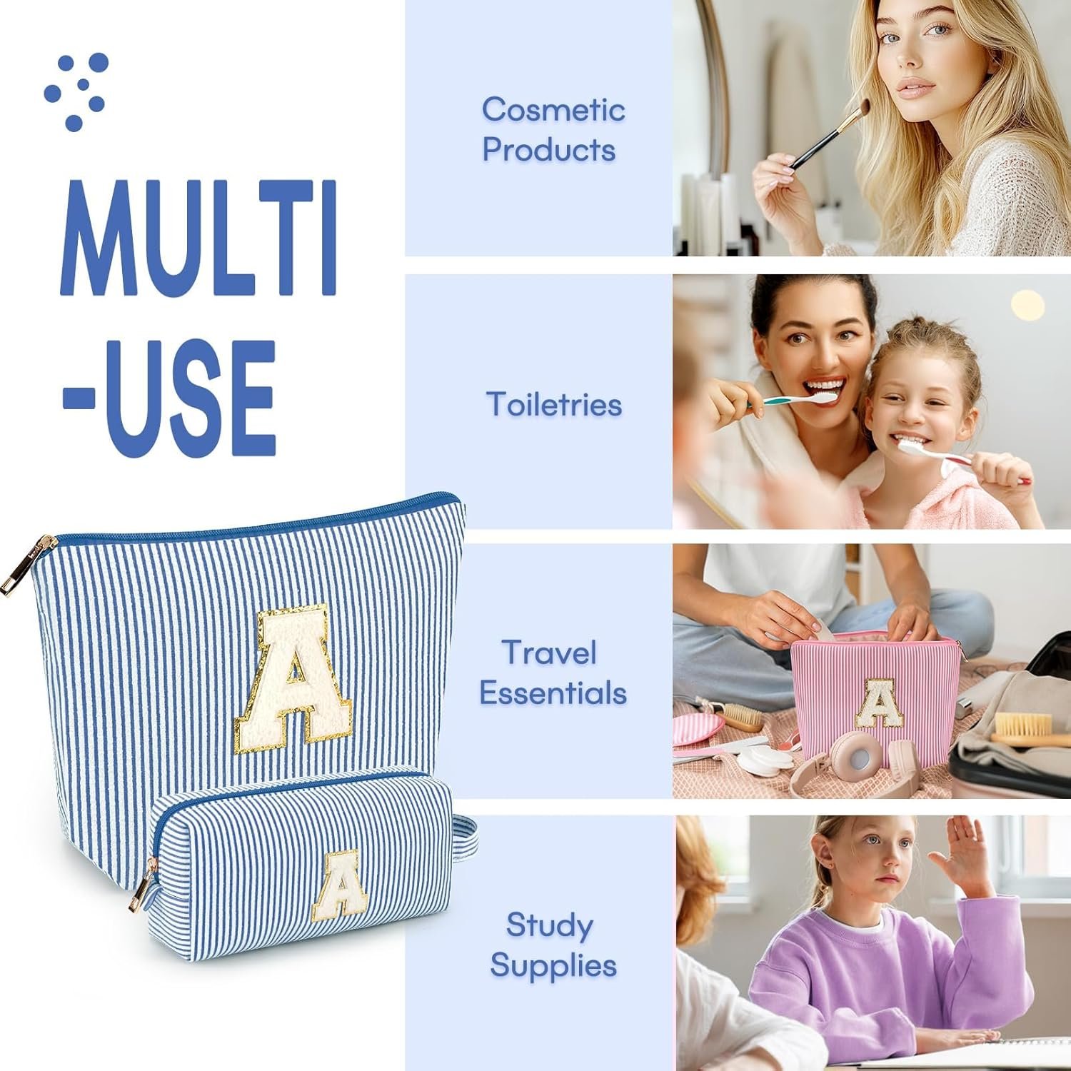 Private Label 2PCS Initial Makeup Bags for Women Cosmetic Travel Toiletry Bags Custom Logo Birthday Graduation Teacher Gifts for 11-18 Year Old Teen Girls Trendy Blue A Manufacturer Private Label 2PCS Initial Makeup Bags for Women Cosmetic Travel Toiletry Bags Custom Logo Birthday Graduation Teacher Gifts for 11-18 Year Old Teen Girls Trendy Blue A Manufacturer