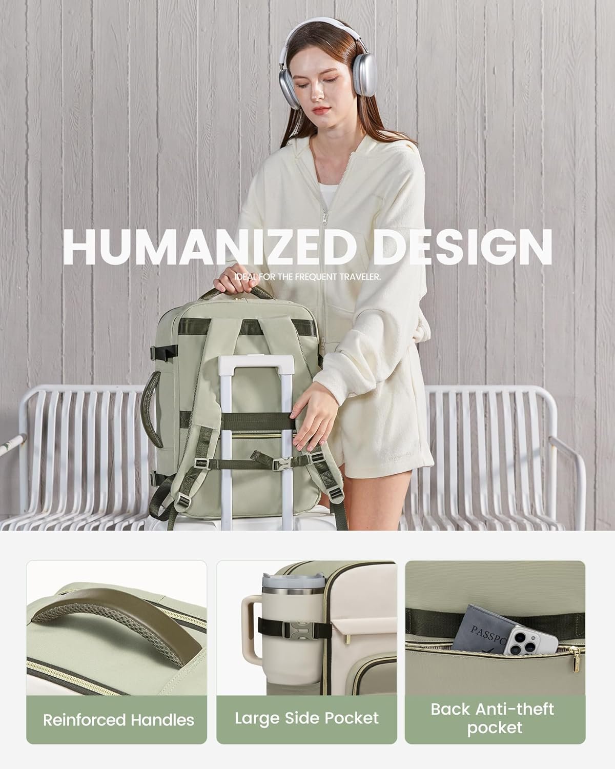 Factory 40L Travel Backpack for Women and Men 17.3 Inch Carry On and Personal Item for Airlines Private Label Spacious and Durable with Custom Logo and 3 Packing Cubes