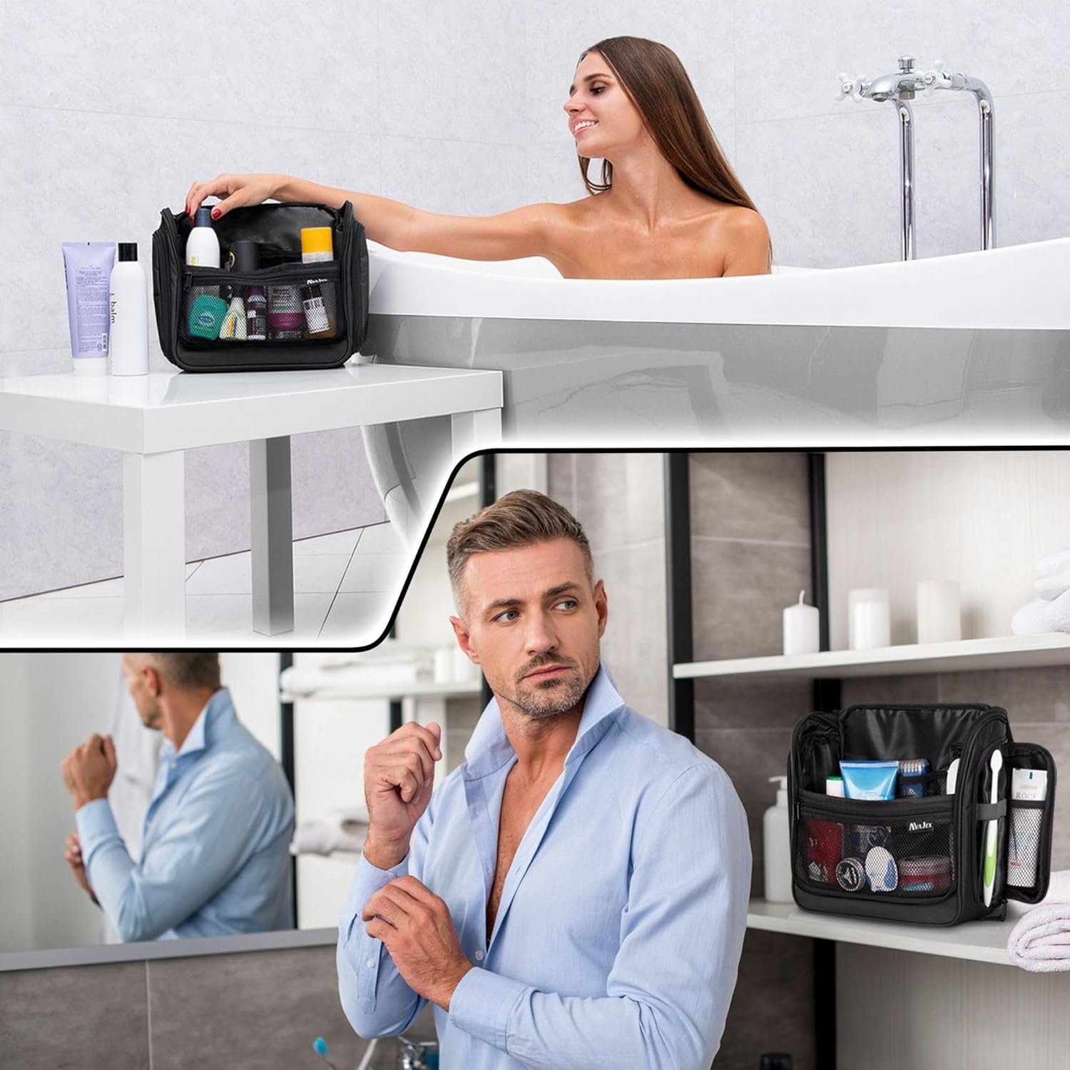 Private Label Travel Toiletry Bag for Men and Women (10.6”x10.6”x3.2”) Large Hanging Organizer Waterproof Hygiene Bag with Custom Logo Metal XXL Swivel Hook Sturdy Zippers 19 Compartments Manufacturer