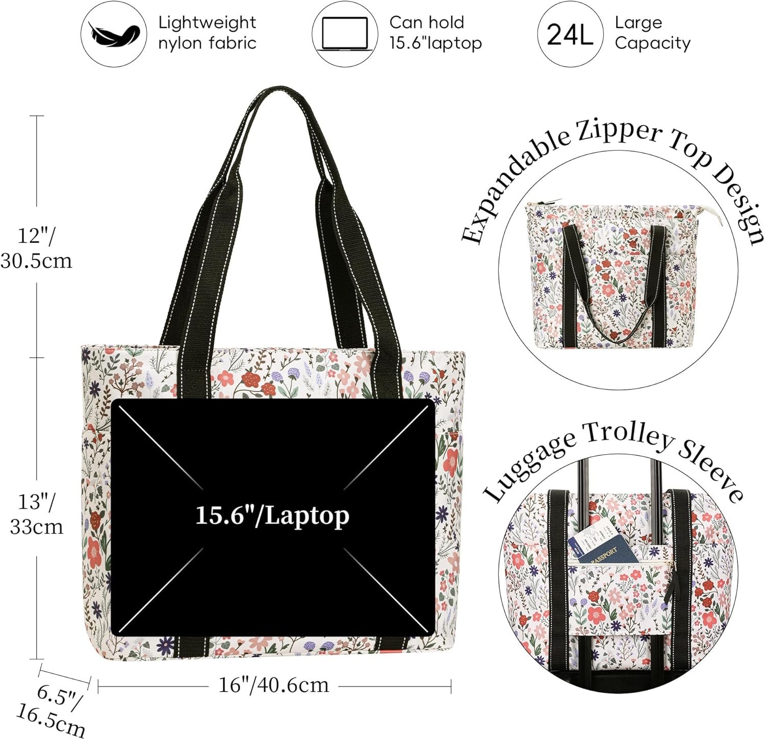 Custom Logo Tote Bag for Women with Laptop Compartment and Cup Holder Lightweight Private Label Shoulder Bag for Work Travel Gym Beach Teacher Nurse Factory