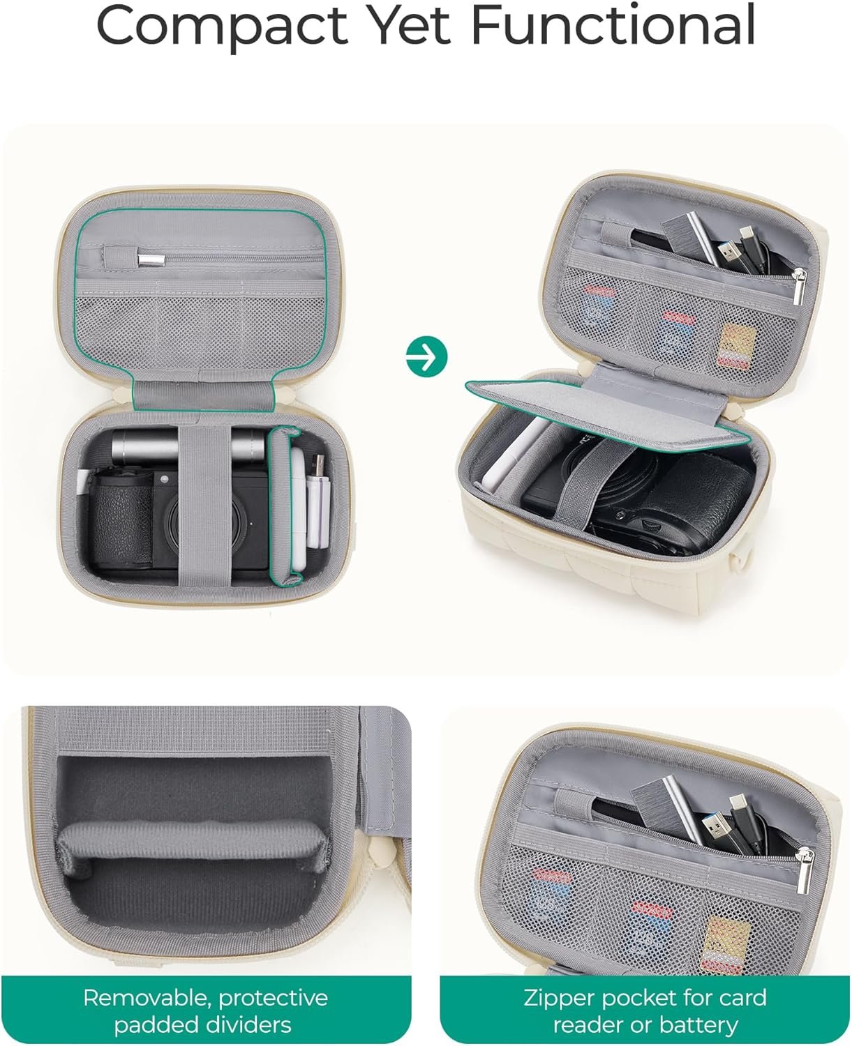 Custom Logo Protective Puffy Digital Camera Case with 2 Carrying Ways Lightweight & Waterproof Private Label Small Camera Bag for Canon PowerShot G7X Mark II/III/Sony DSCW800/DSCW830 Factory - Camel