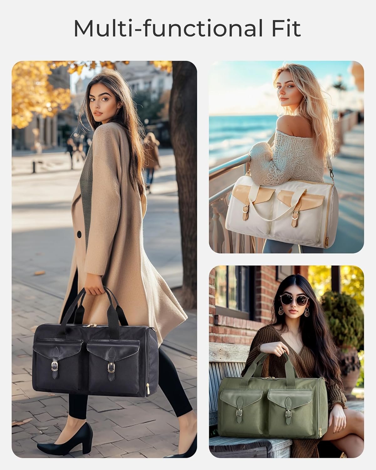 Manufacturer Womens Vintage Weekender Duffel Bag Custom Logo Overnight Gym Carry-On Personal Item for Travel Private Label Beige Manufacturer Womens Vintage Weekender Duffel Bag Custom Logo Overnight Gym Carry-On Personal Item for Travel Private Label Beige