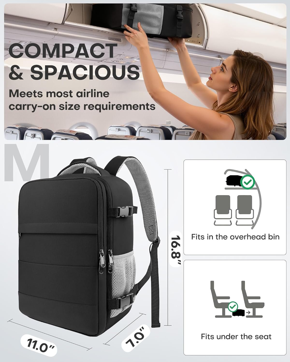 Private Label Flight Approved Travel Backpack for Men and Women Custom Logo Carry-On Luggage for 15.6