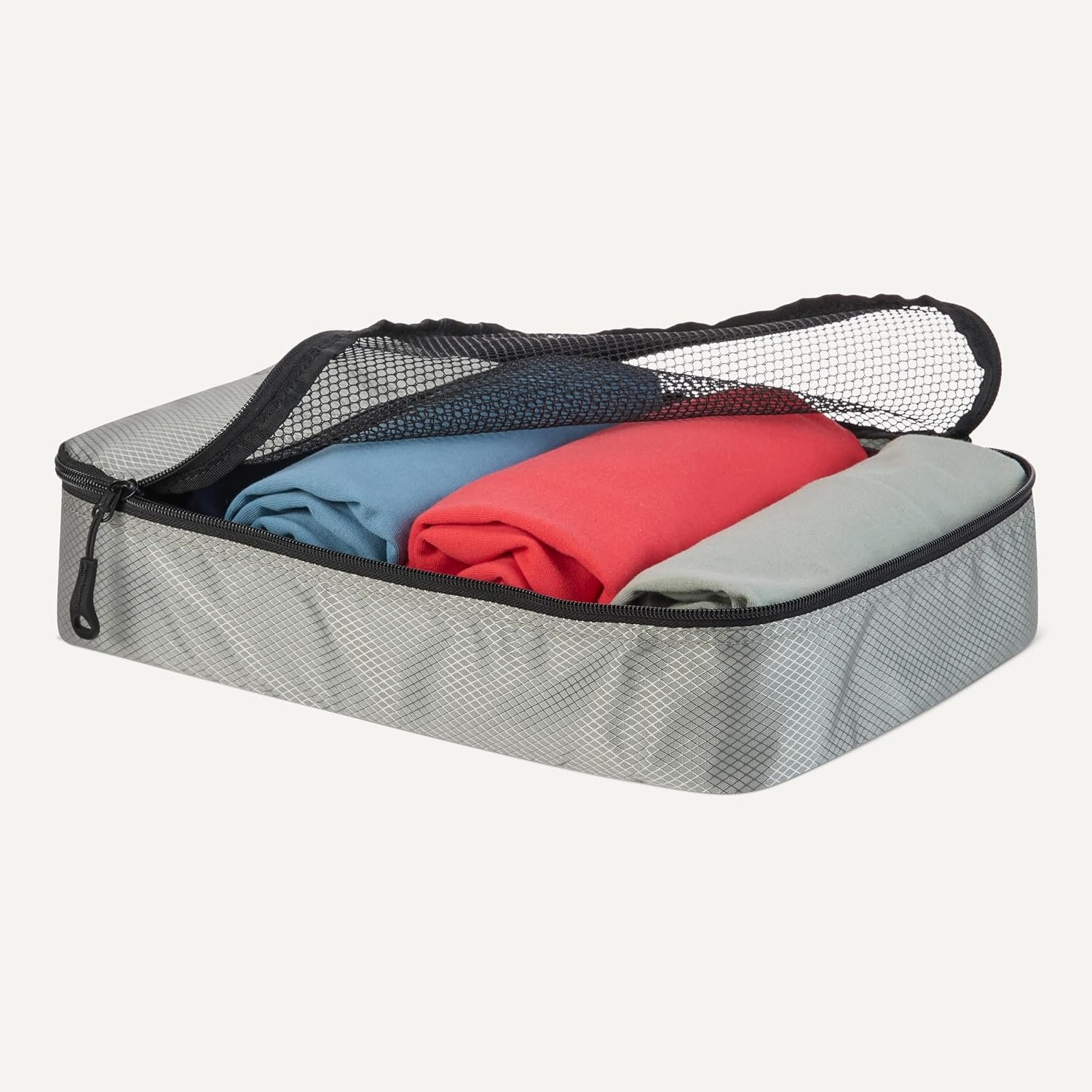 Custom Logo 4-Piece Packing Cubes Travel Accessories Set Private Label Space-Saving Luggage Organizer with Double Zipper Mesh Top Panel Medium Gray Manufacturer