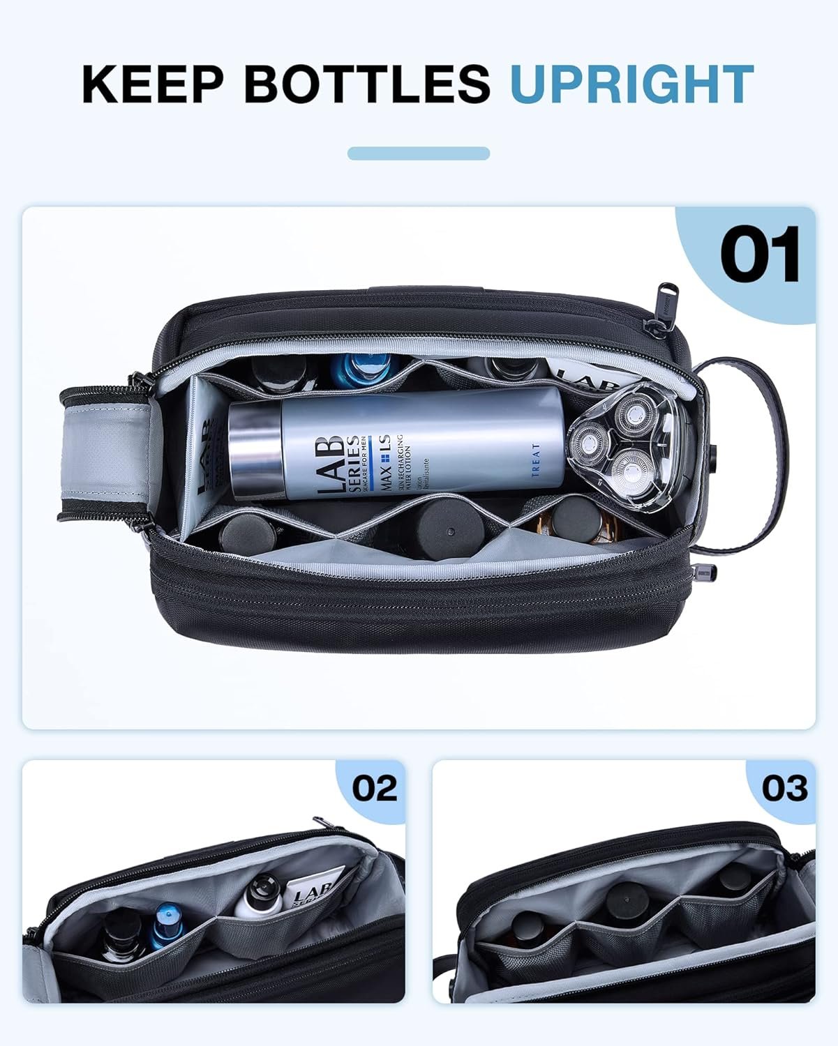 Private Label Large Toiletry Bag for Men, Custom Logo Water-Resistant Travel Organizer Dopp Kit, Shaving Accessories Bag Manufacturer - Black