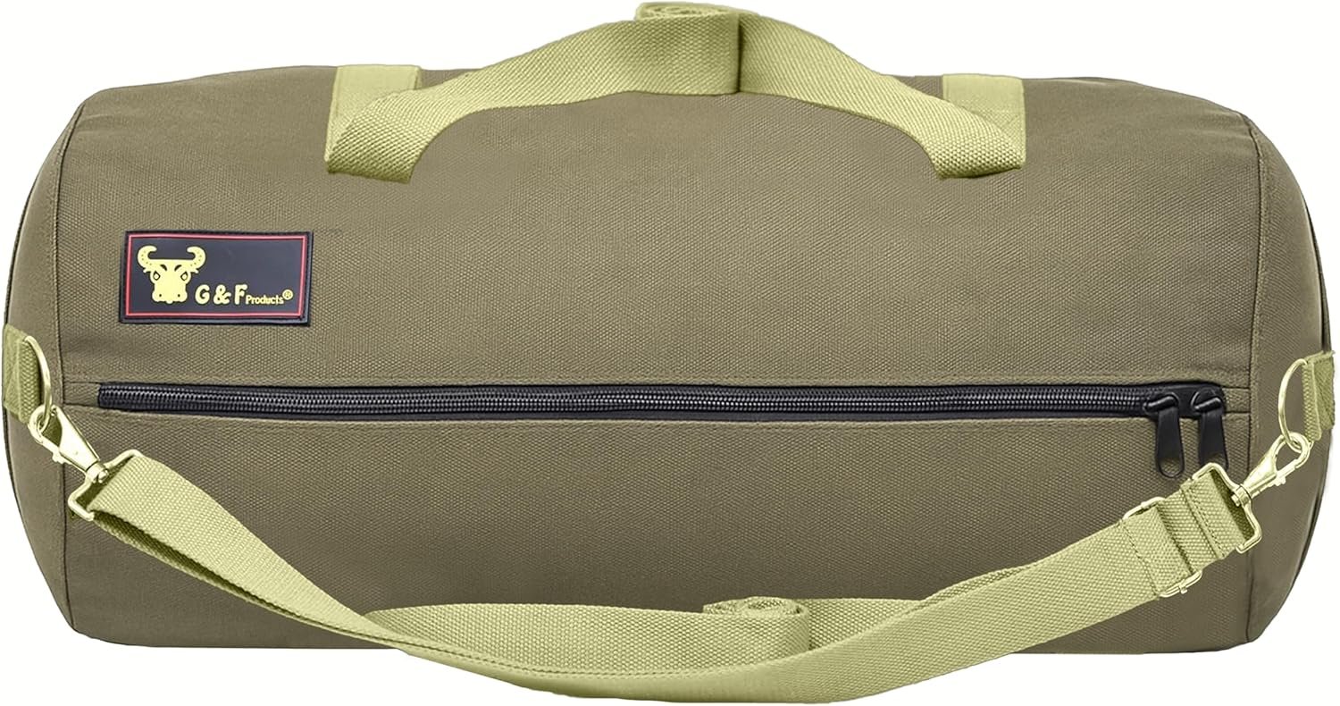 Private Label Waxed Canvas All Purpose Military Style Duffle Bag Custom Logo Water-Resistant Adjustable Strap Fully Lined Double Zipper Closure Heavy Duty Olive Green Manufacturer