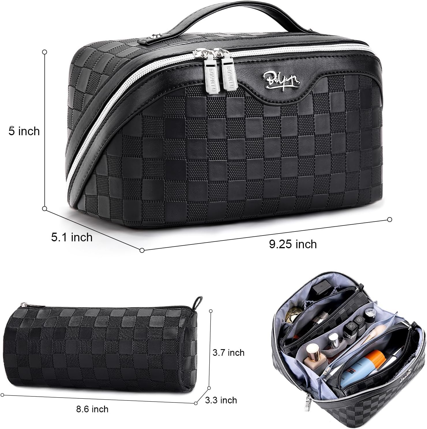 Private Label 3 Pcs Large Capacity Travel Makeup Bag Organizer with Compartments - Custom Logo Waterproof Leather Toiletry Bags with Handle - Manufacturer Travel Essentials Case Gifts for Women Black Private Label 3 Pcs Large Capacity Travel Makeup Bag Organizer with Compartments - Custom Logo Waterproof Leather Toiletry Bags with Handle - Manufacturer Travel Essentials Case Gifts for Women Black
