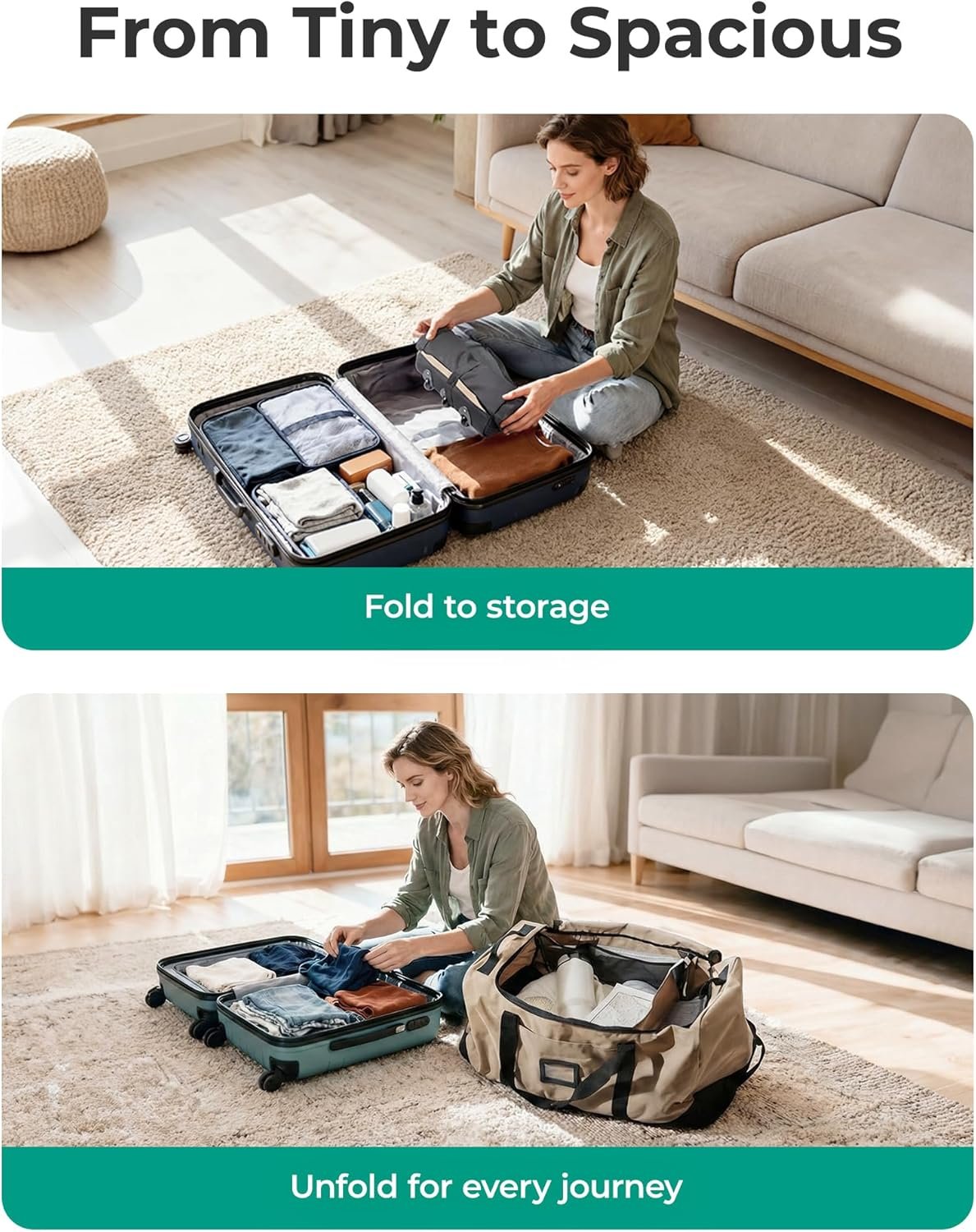 Private Label 83L Foldable Large Travel Duffle Weekender Bag with Custom Logo for Sport College Camping Water Resistant Brown Manufacturer