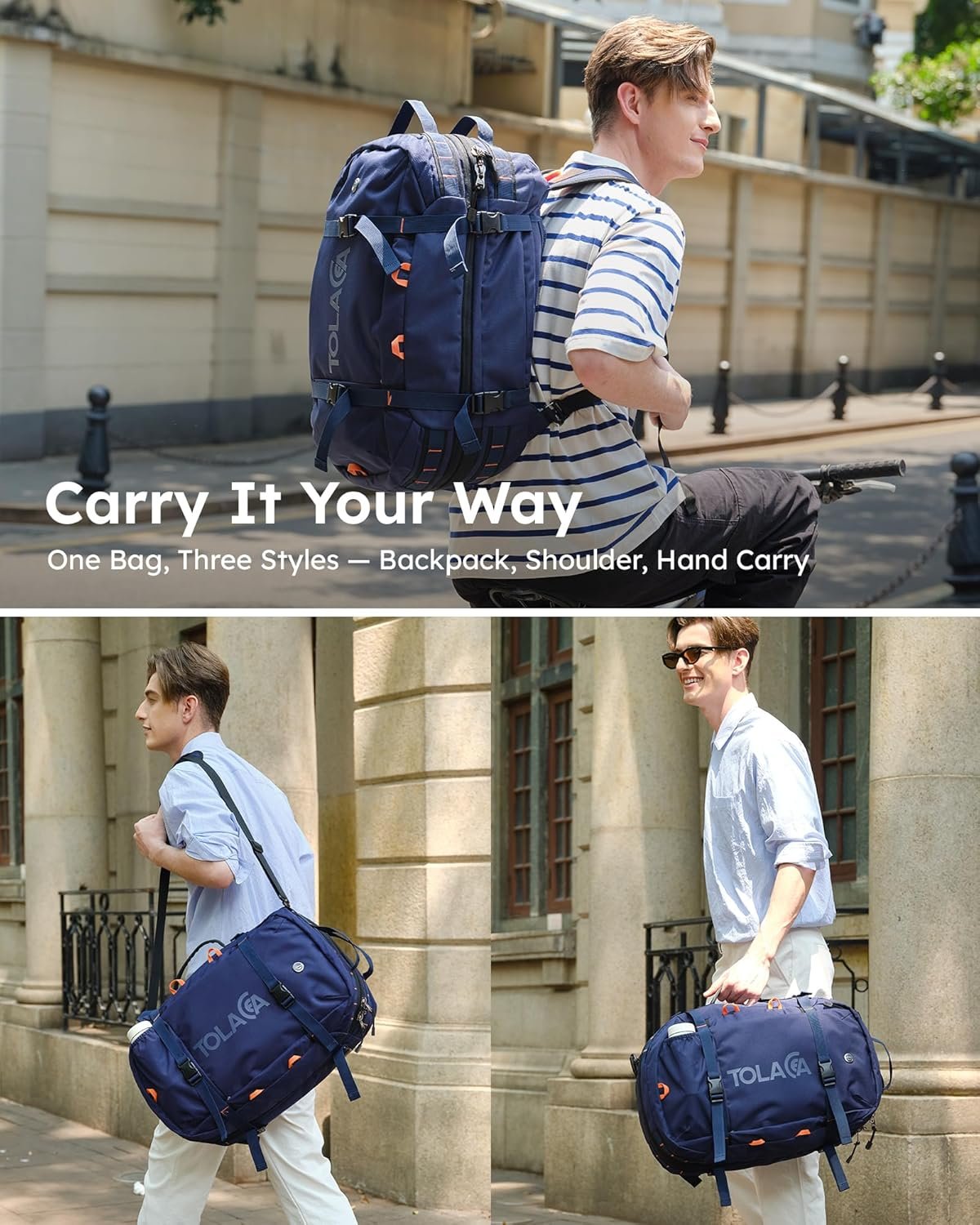 Manufacturer 40L-50L Expandable Travel Backpack for Men and Women Carry On with Wet Dry Compartment Flight Approved Laptop Daypack Fits 15.6