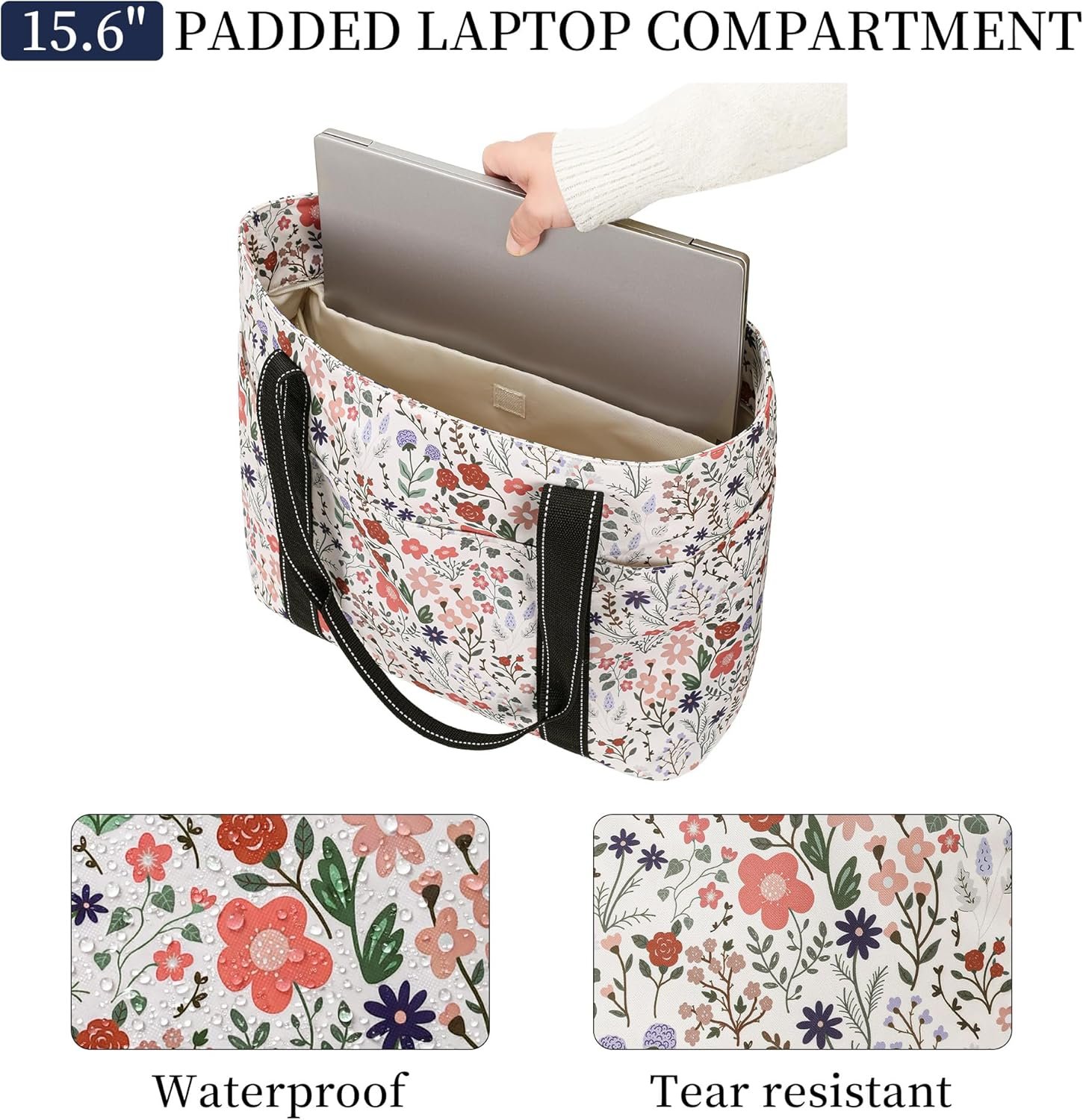 Custom Logo Tote Bag for Women with Laptop Compartment and Cup Holder Lightweight Private Label Shoulder Bag for Work Travel Gym Beach Teacher Nurse Factory