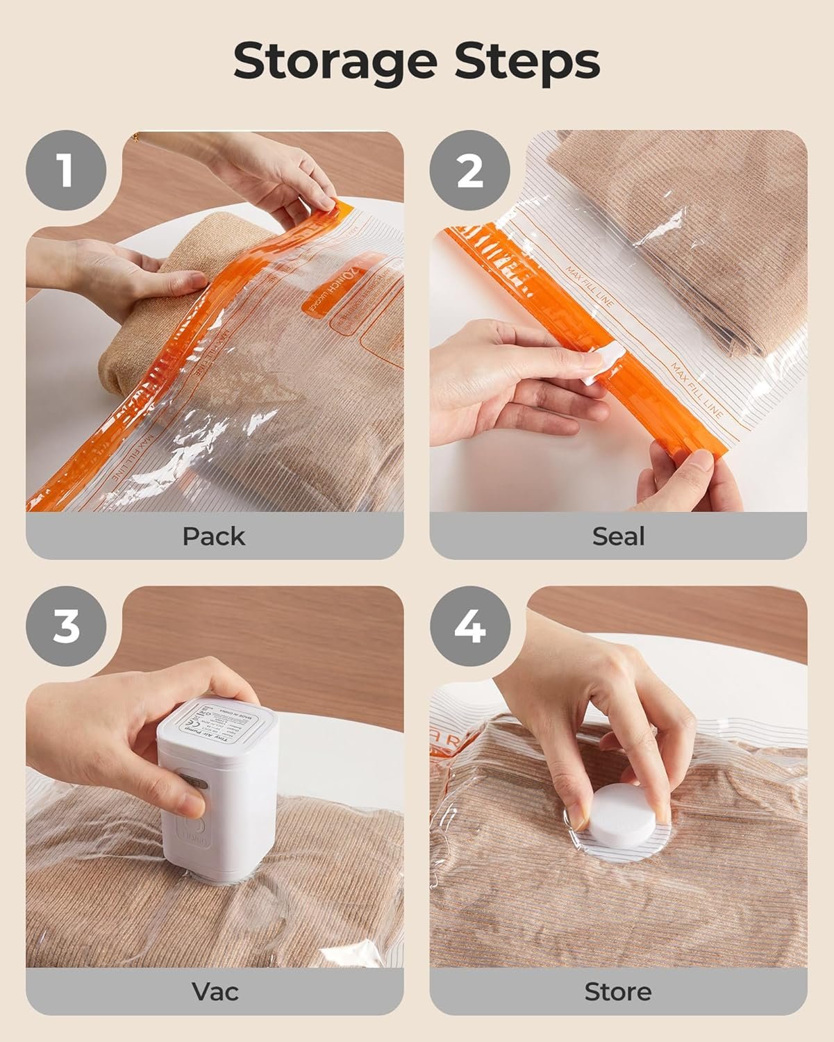 Private Label Vacuum Storage Bags with Rechargeable Air Pump, Custom Logo Portable Space Saver Bags for Travel & Home, Manufacturer Vacuum Compression Seal Bags for Clothing Blankets 18 Pack Multicolor