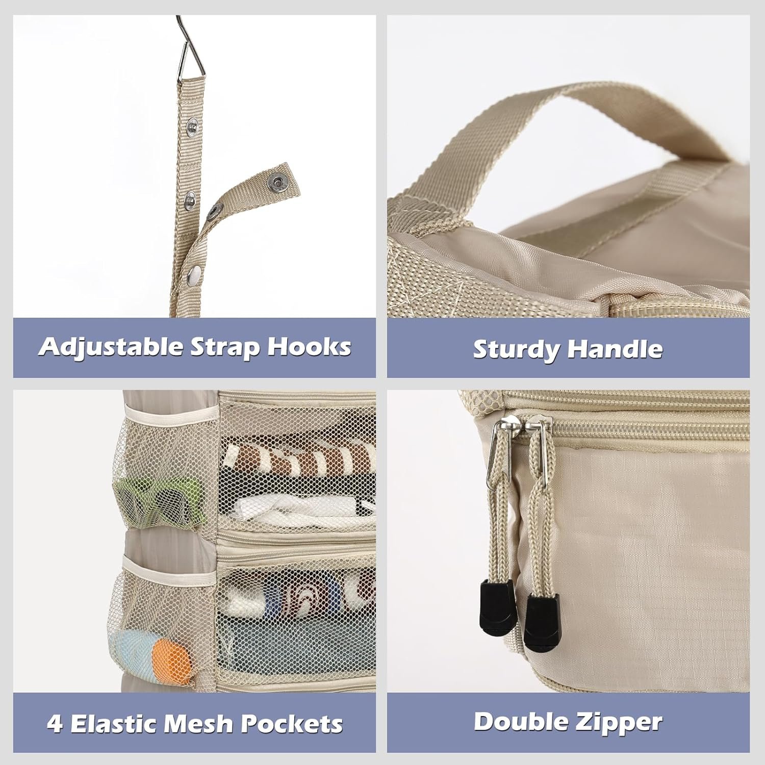 Private Label Travel Hanging Portable Luggage Suitcase Closet Organizer Multiple Compartments Custom Logo Collapsible Compression Packing Cubes Shelf Beige M Manufacturer