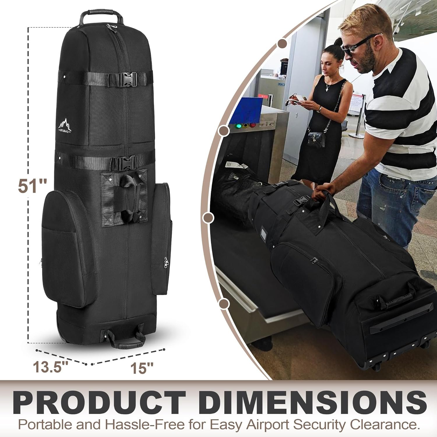 Custom Logo Golf Travel Bag Heavy Duty 600D Polyester Oxford Wear-Resistant Excellent Zipper Universal Size with Wheels Private Label Soft-Sided Golf Club Travel Cover Manufacturer