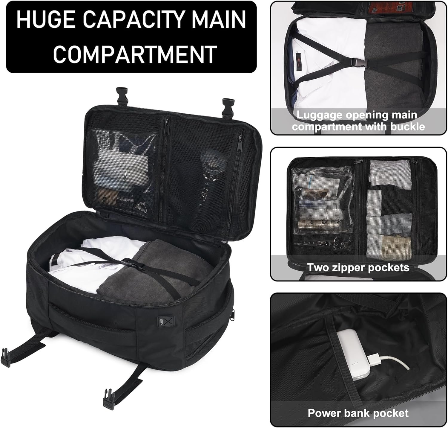 Private Label Travel Backpack 18x14x8 Spirit Airlines Personal Item Carry On 13 Pockets Custom Logo Water Resistant Airline Approved Daypack for Men Women Gym Bag with Charging Port Manufacturer Black