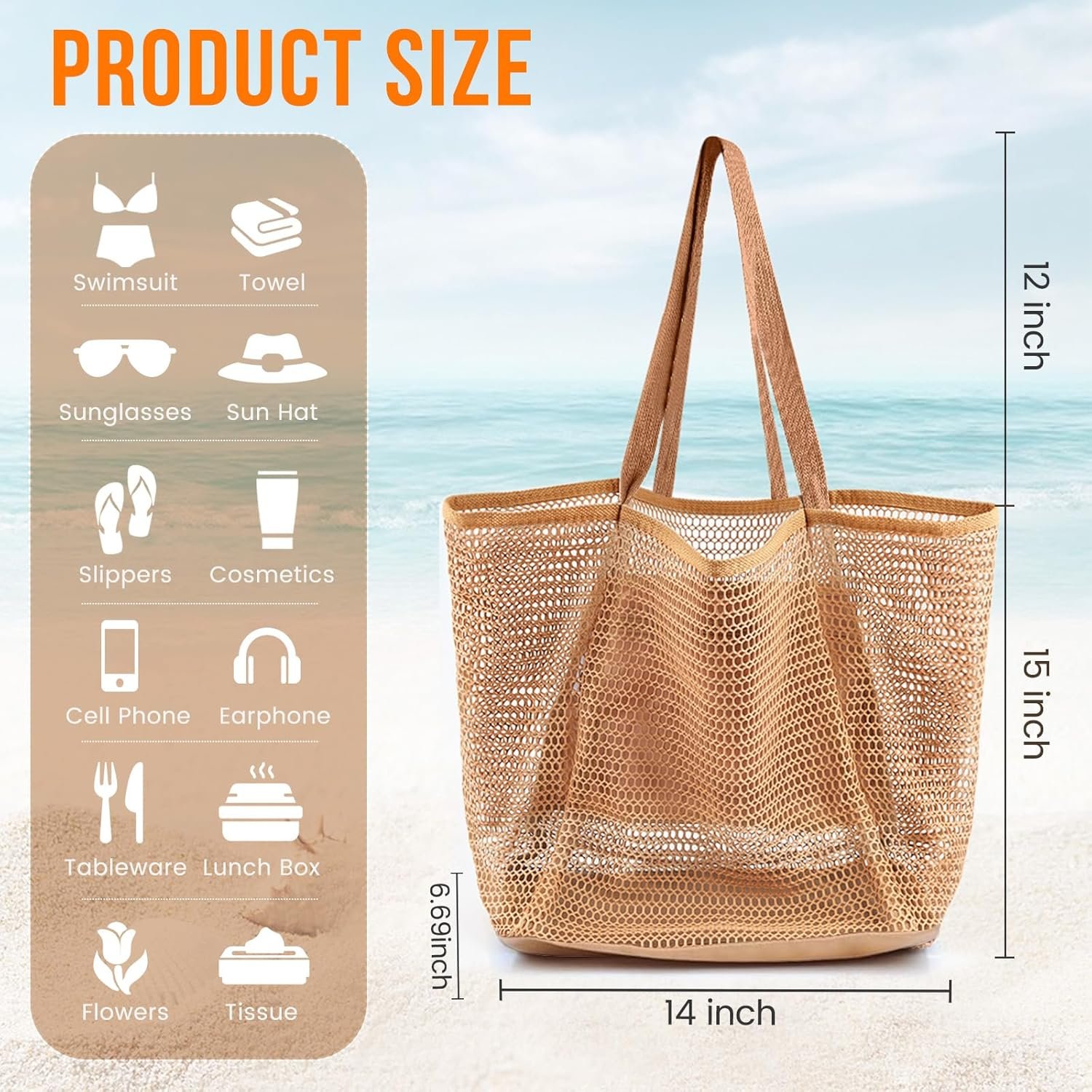 Custom Logo Beach Bags for Women Private Label Summer Travel Mesh Tote Bag with Large Inner Pocket Sandproof Woven Shoulder Handbag Manufacturer