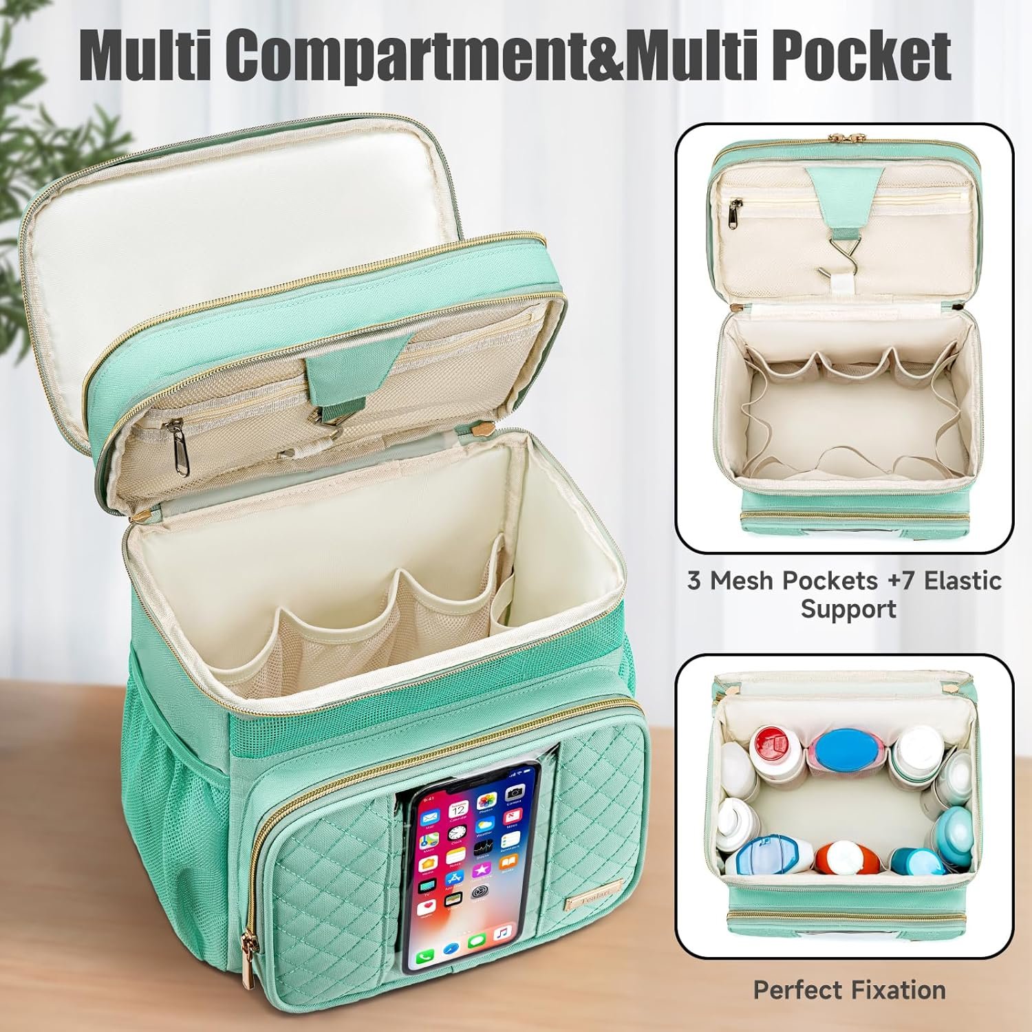 Custom Logo Large Water Resistant Hanging Toiletry Bag for Women Men Bathroom Shower Makeup Portable College Dorm Caddy Private Label with Transparent Waterproof Phone Pocket Factory