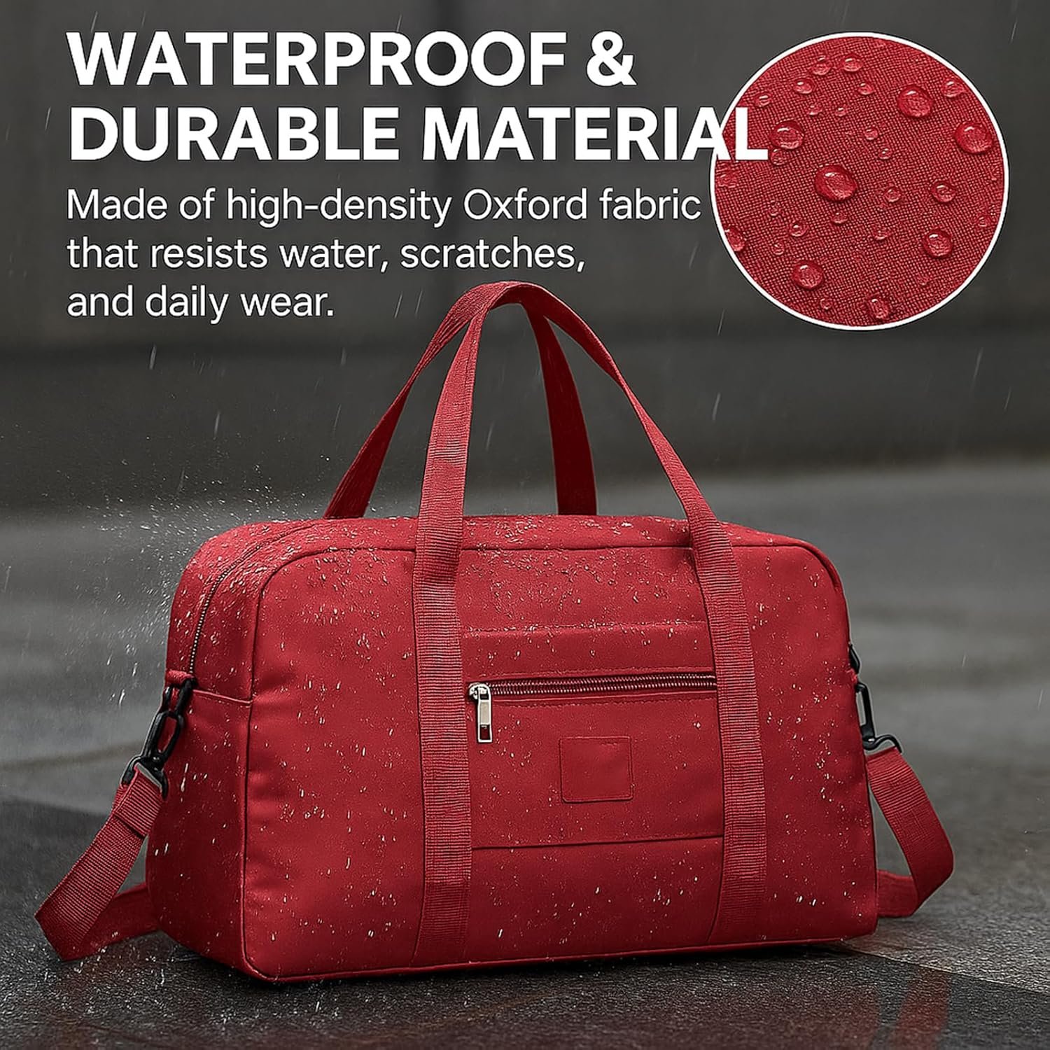 Factory Wholesale Folding Duffle Bag for Travel – Large Capacity Waterproof Oxford Cloth Weekender Carry On Tote with Crossbody Strap and Custom Logo, Lightweight Foldable Gym and Overnight Bag Private Label Red Large