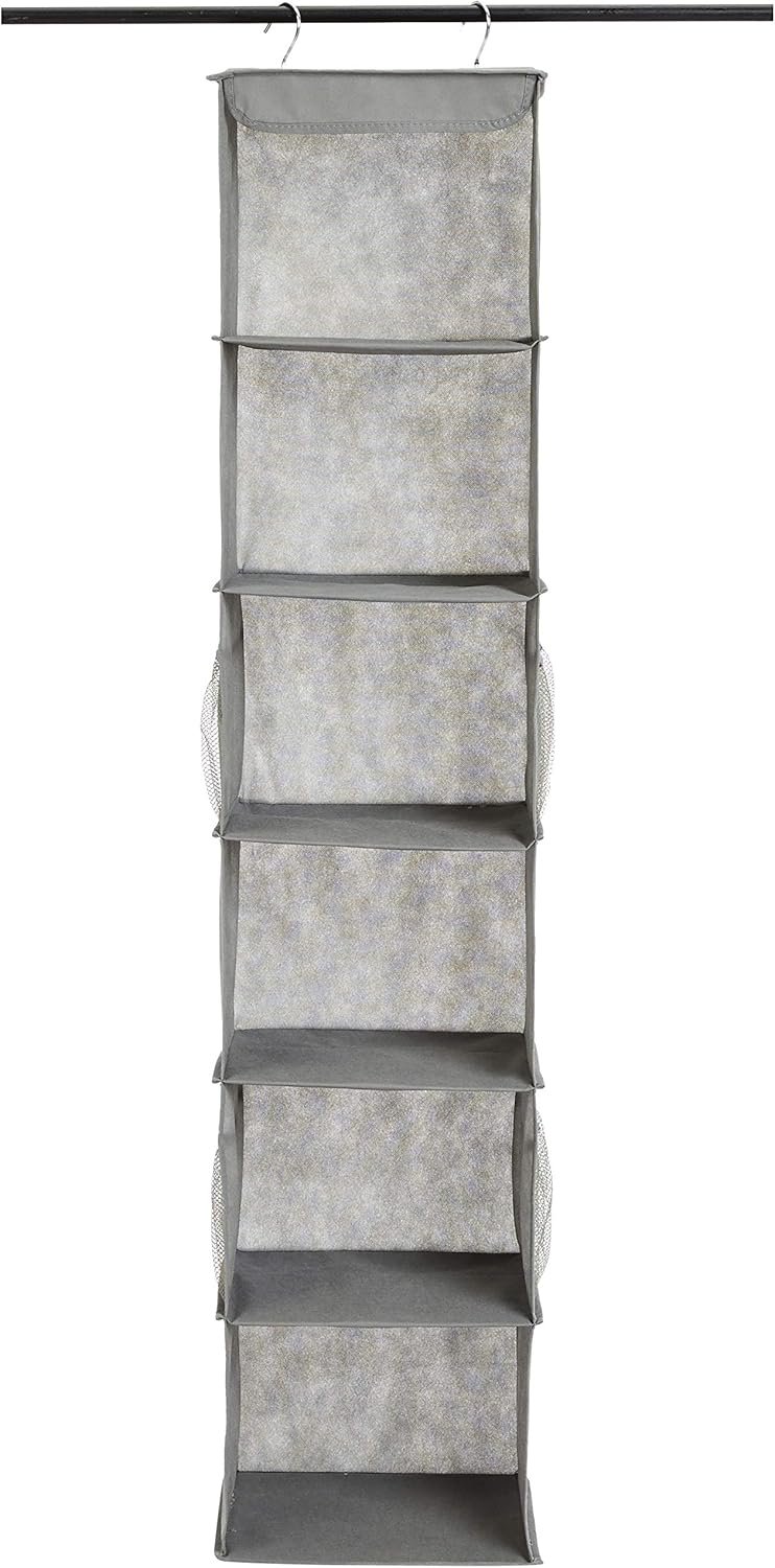 Private Label 6-Tier Hanging Closet Shelf Organizer with Pockets and Custom Logo 8.5