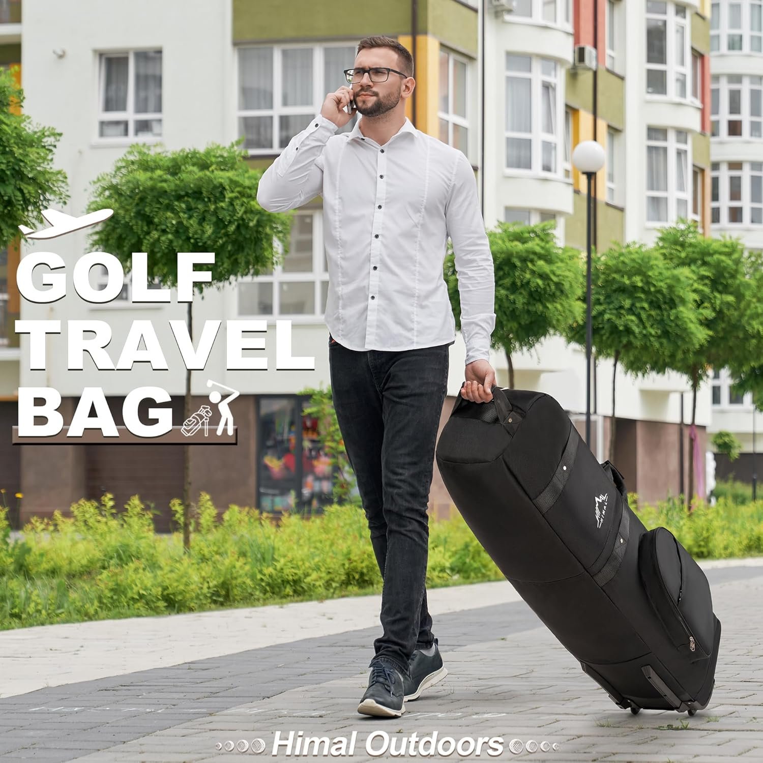 Custom Logo Golf Travel Bag Heavy Duty 600D Polyester Oxford Wear-Resistant Excellent Zipper Universal Size with Wheels Private Label Soft-Sided Golf Club Travel Cover Manufacturer