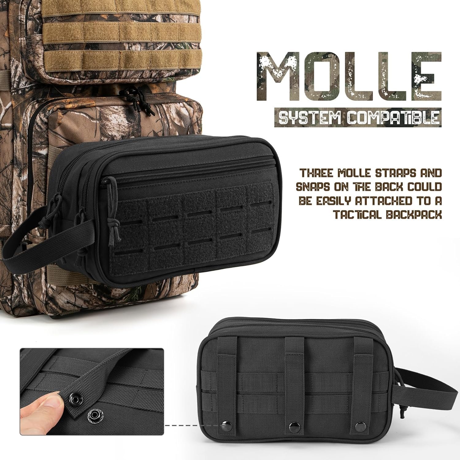 Custom Logo Tactical Toiletry Bag for Men Hygiene EDC Military MOLLE Pouches Small Dopp Kit Manufacturer Mens Shaving Kit Private Label Travel Shower Bag