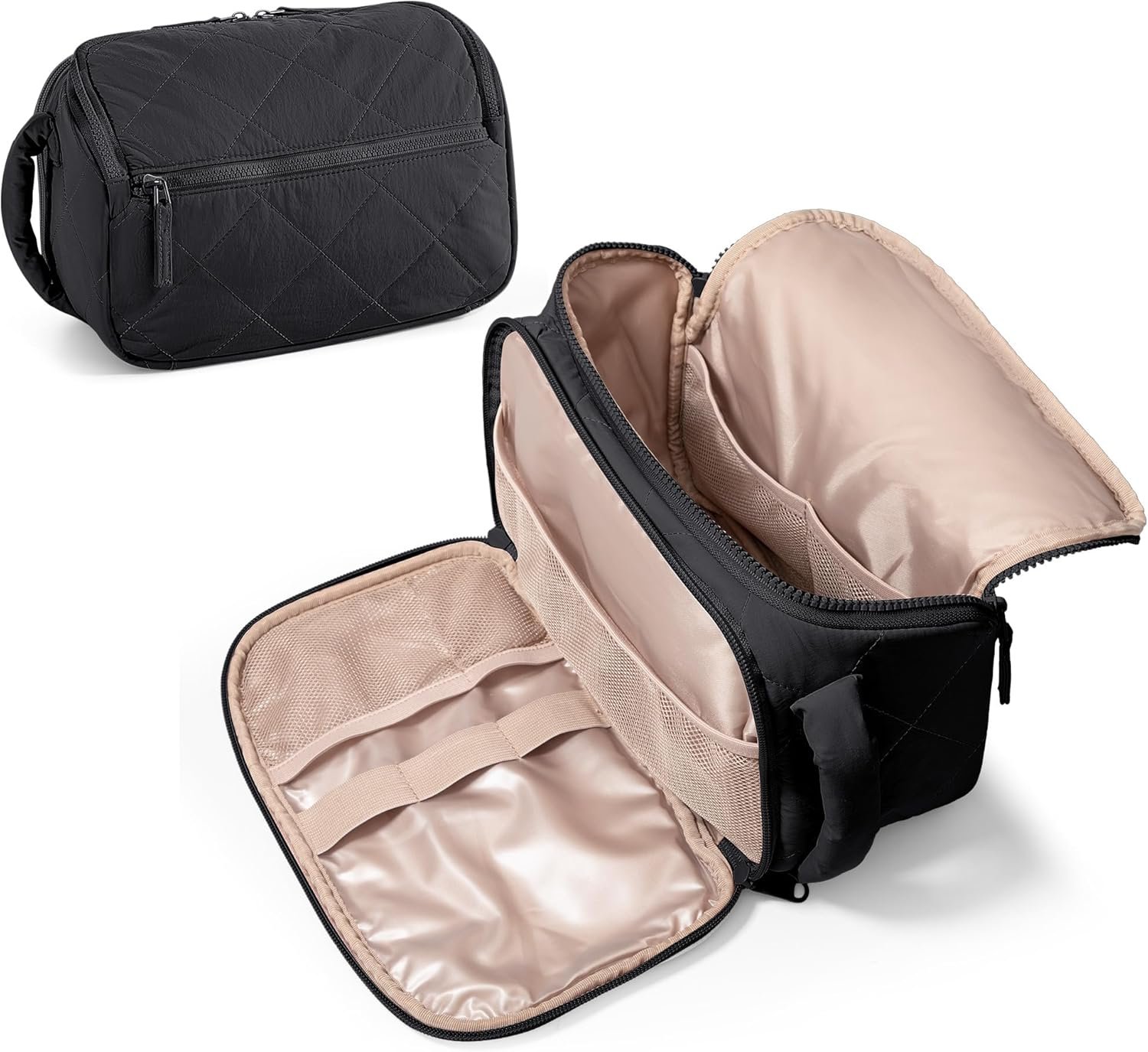 Private Label Travel Toiletry Bag for Women Water Resistant Makeup Organizer with Wide-Open Design and Custom Logo for Toiletries Cosmetics Black Bag by Manufacturer