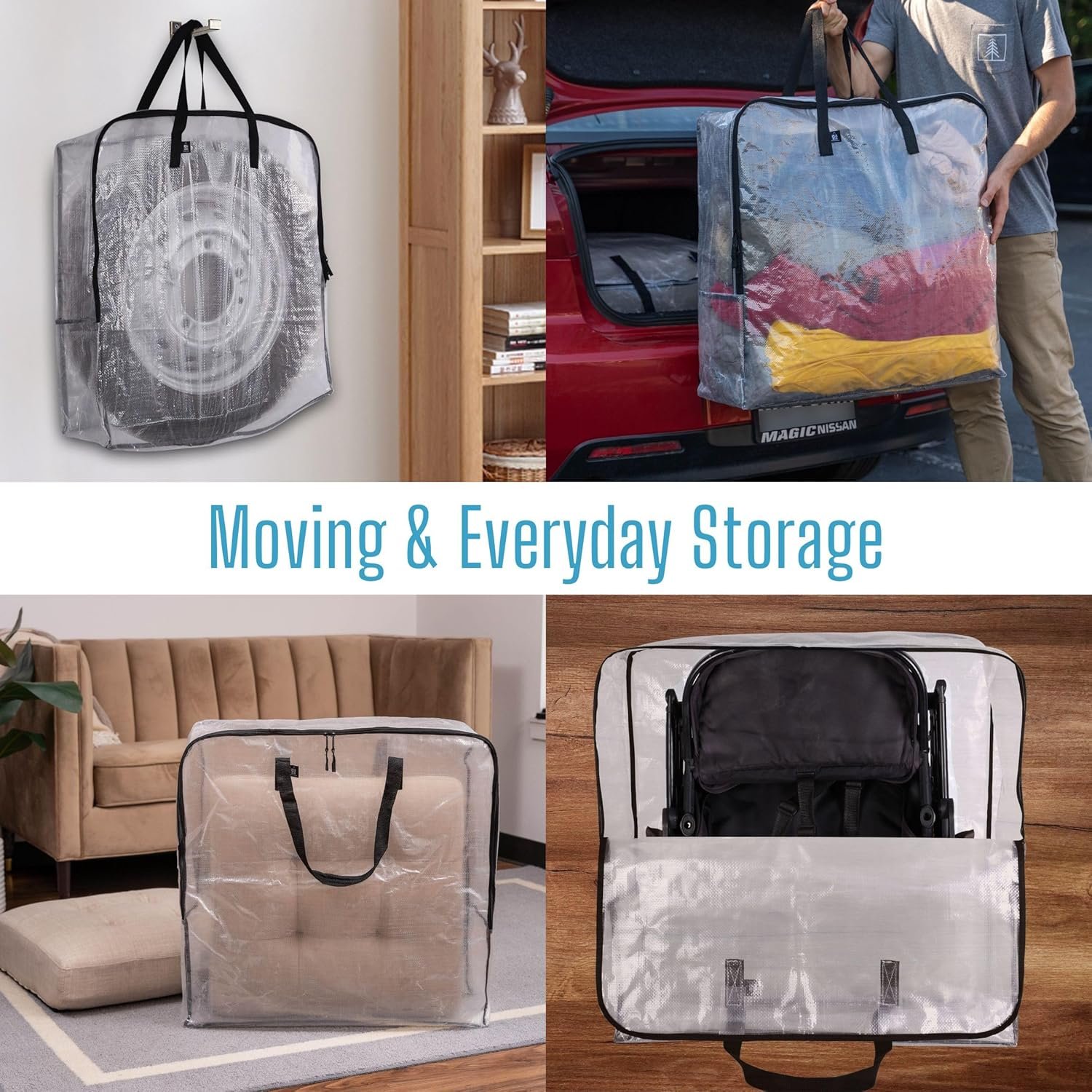 Private Label 4 Pack 30 Inch Square Clear Wreath Storage Bags Custom Logo Door Garland Organizers Manufacturer for Spring Summer Christmas Decoration Moving Packing College Supplies