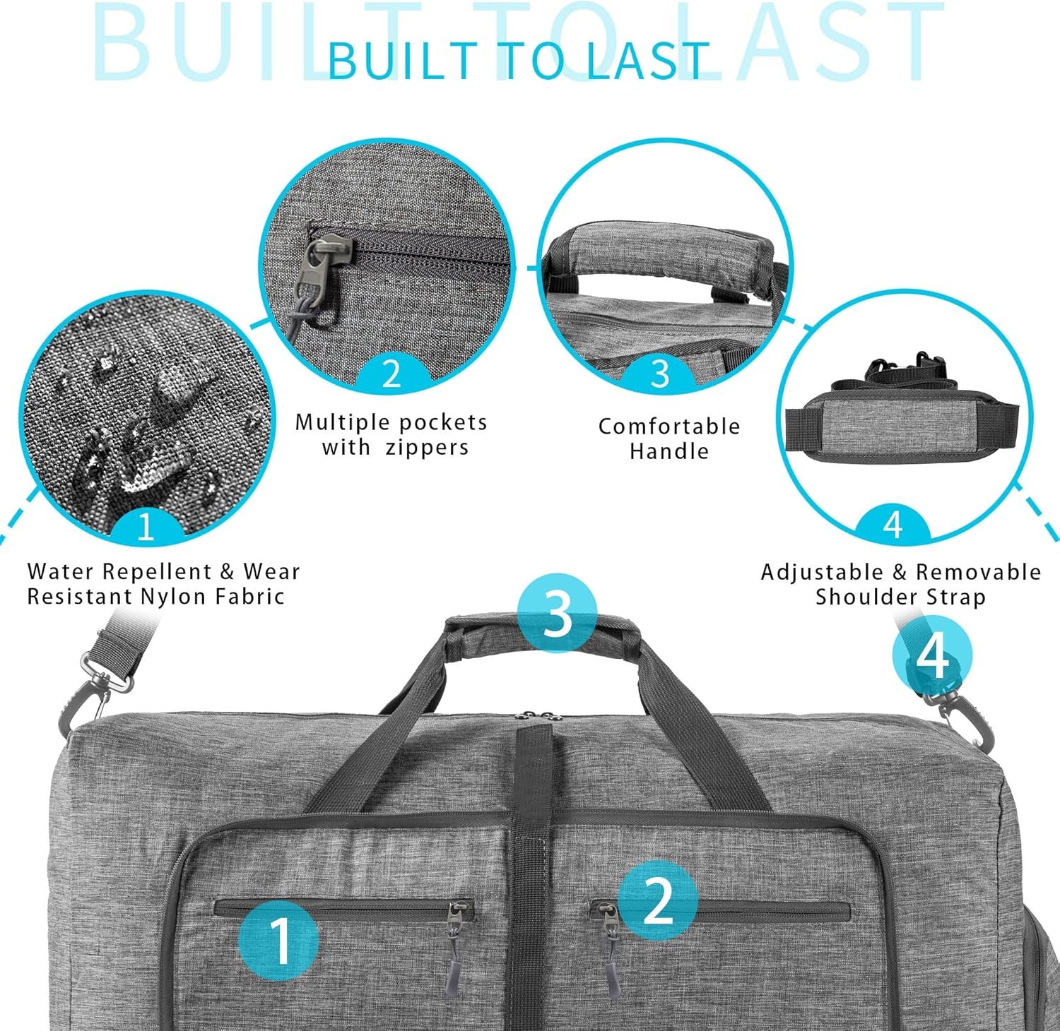 Private Label 65L/85L/115L Foldable Travel Duffle Bag Lightweight Checked Luggage with Shoe Compartment and Custom Logo Water-Resistant Weekender Overnight Bag for Men & Women Manufacturer