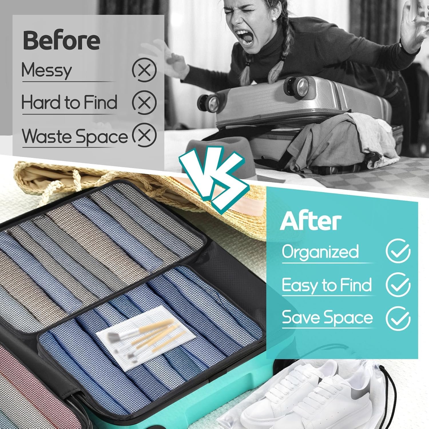 Custom Logo 12-Piece Packing Cubes for Suitcases Carry On Private Label Travel Essentials Luggage Organizer Bags Set Shoe Bag Matte Cosmetic Bag Zipper Bags Manufacturer