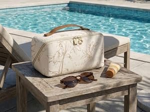 Manufacturer Large Capacity Travel Makeup Cosmetic Bag for Women Private Label Waterproof Portable Open Flat Toiletry Pouch Custom Logo (F-Beige)