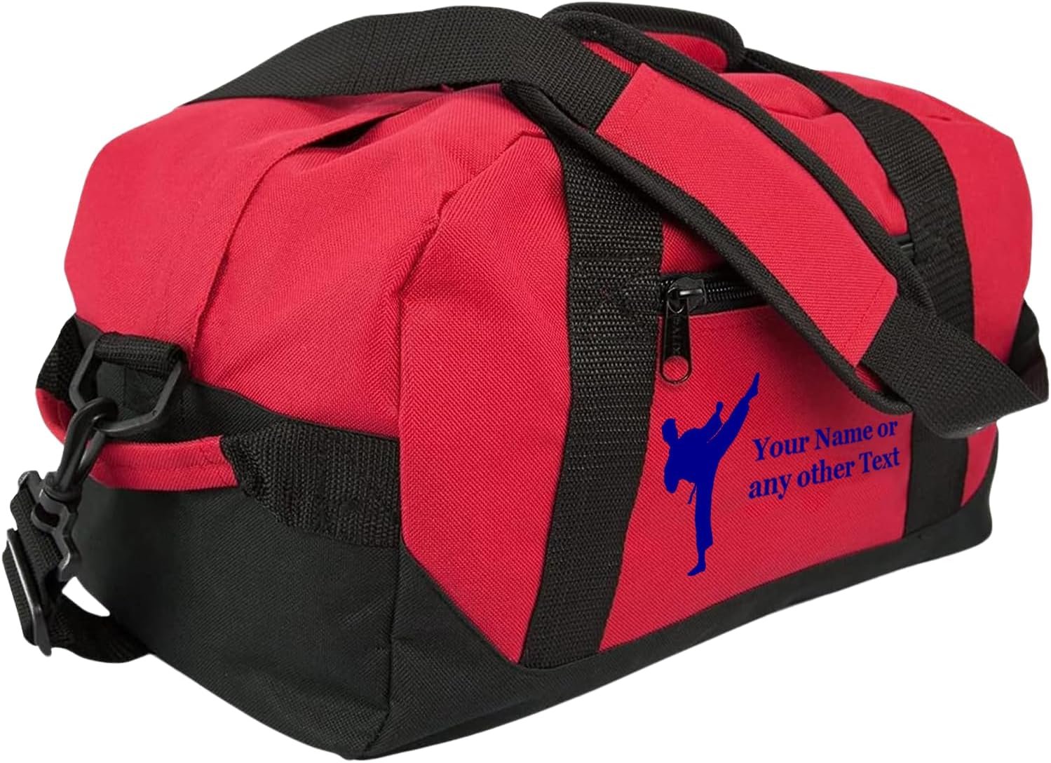 Custom Logo 14” Waterproof Small Sports Duffel Bags for Kids - Private Label Personalized Travel Duffle with Name & Martial Arts Design - Red Two-Toned Weekender Bag Manufacturer for Boys & Girls Custom Logo 14” Waterproof Small Sports Duffel Bags for Kids - Private Label Personalized Travel Duffle with Name & Martial Arts Design - Red Two-Toned Weekender Bag Manufacturer for Boys & Girls