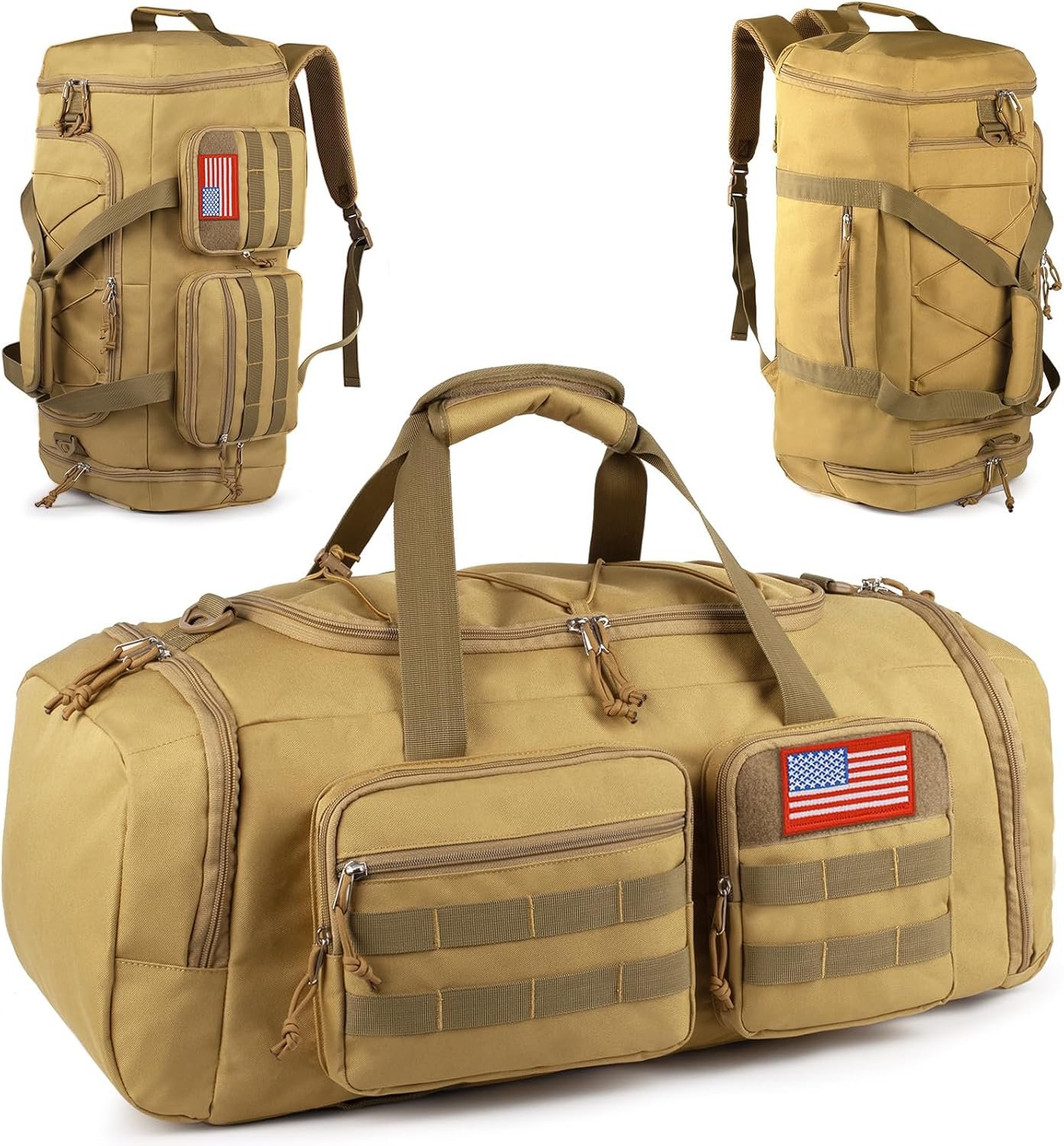 Custom Logo 50L Tactical Gym Duffle Bag with Shoe Compartment - Private Label 3-in-1 Water Resistant Weekender Overnight Sports Bag with Wet Pocket - Factory