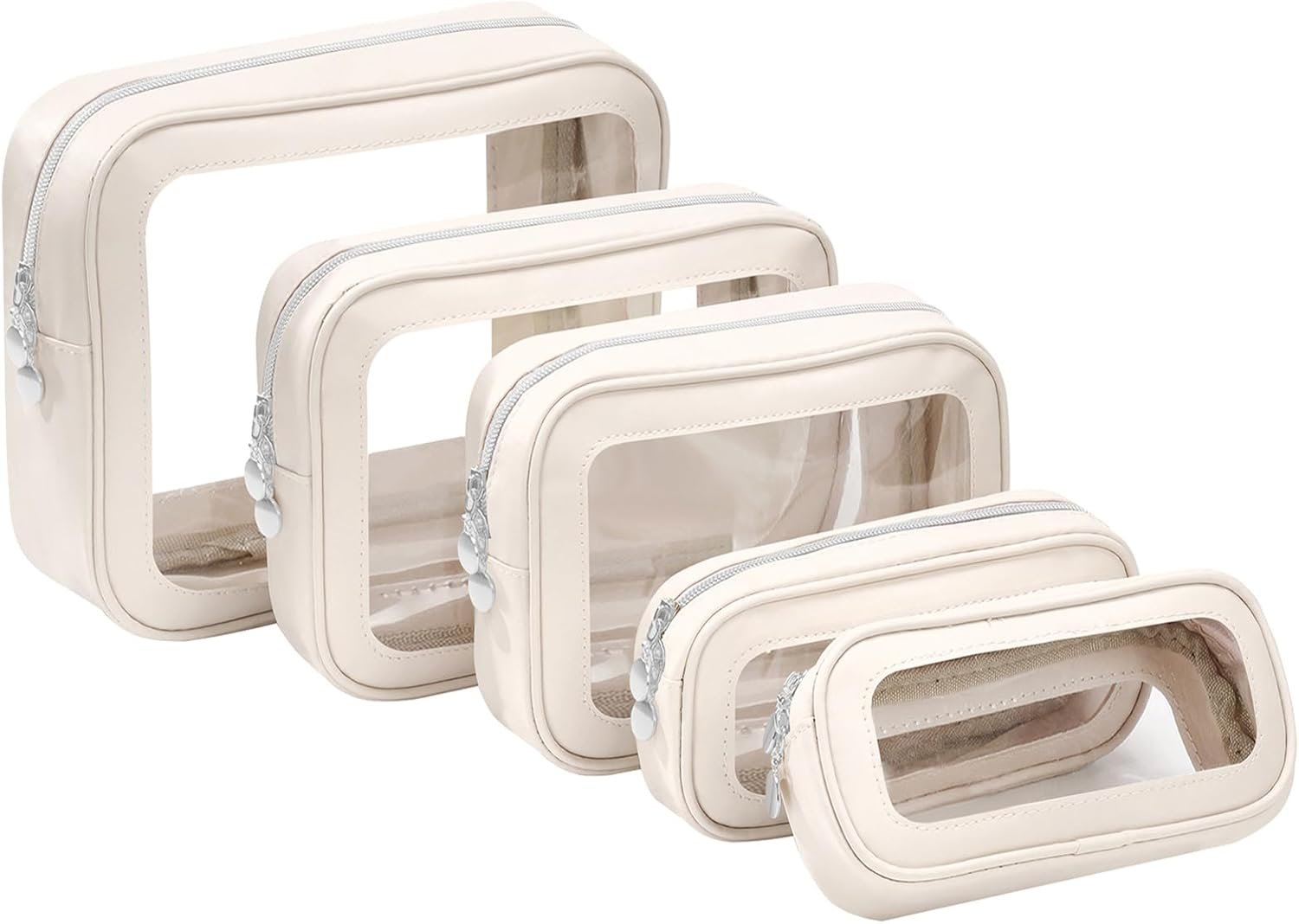 Custom Logo 5PCS Clear Waterproof Diaper Bag Organizer Pouches with Zipper Private Label TSA Approved Toiletry Cosmetic Bags Manufacturer for Travel Purse Women Kids