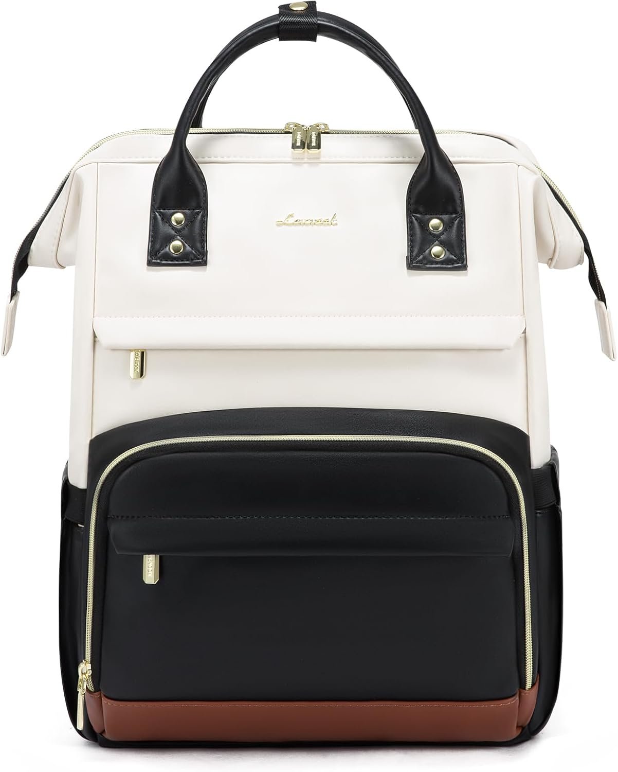 Custom Logo Brown Leather Laptop Backpack for Women 17 Inch Private Label Professional Work Travel Bag Manufacturer