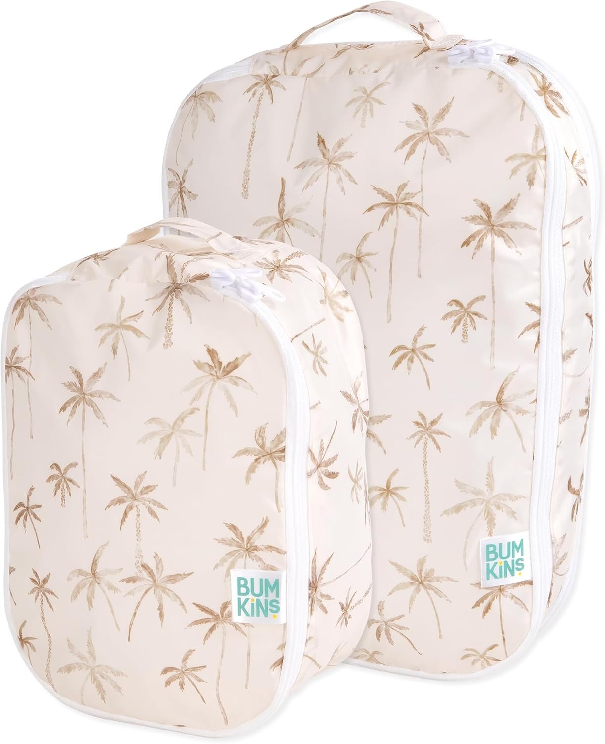 Custom Logo Compression Packing Cubes Travel Bag Organizers Set of 2 Sizes Palm Trees for Luggage Clothes Toiletries Private Label Manufacturer