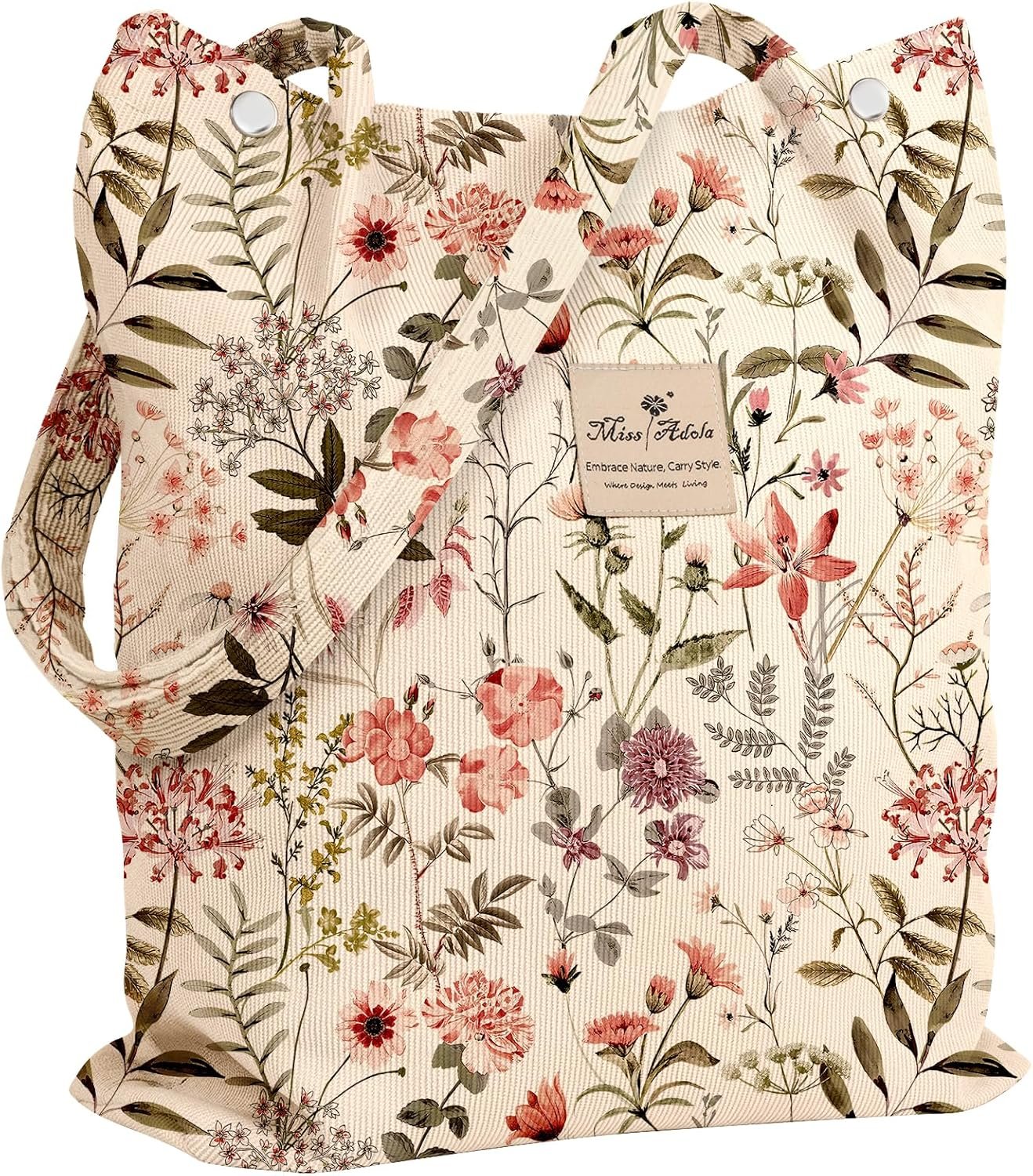 Custom Logo Corduroy Tote Bag for Women - Private Label Reusable Totes with Pocket & Buckle Cute Aesthetic Shoulder Bag Manufacturer for Work Travel