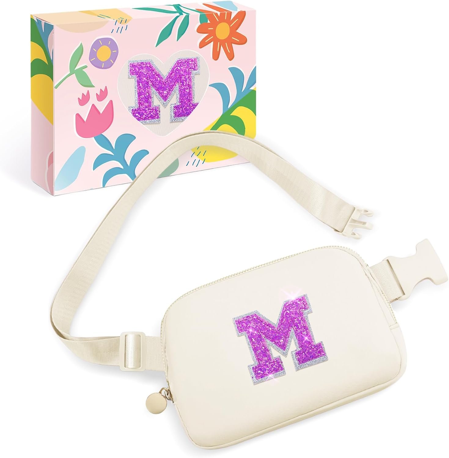 Custom Logo Girls Purses Fanny Pack Crossbody Belt Bag Private Label Birthday Gifts for 6 7 8 9 10 11 12 Year Old Girl Age 6-8 8-10 10-12 Kids Easter Basket Stuffers Tween Teen Preteen Ivory M Manufacturer