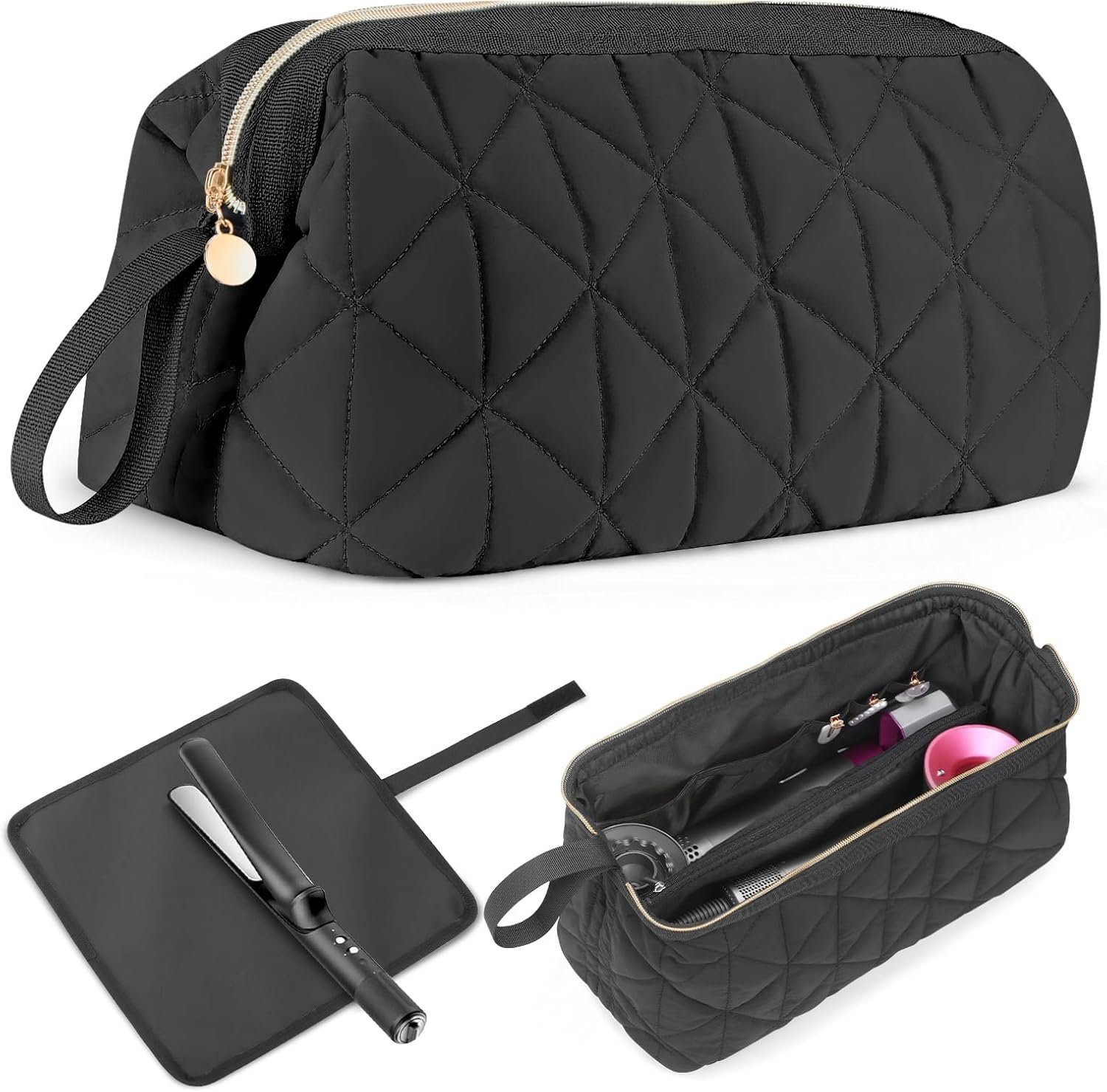 Custom Logo Hair Tools Travel Bag with Separate Heat Resistant Mat, Private Label Large Portable Organizer for Hair Dryers Flat Irons Curling Irons Straighteners Hair Accessories, Black Factory Direct Custom Logo Hair Tools Travel Bag with Separate Heat Resistant Mat, Private Label Large Portable Organizer for Hair Dryers Flat Irons Curling Irons Straighteners Hair Accessories, Black Factory Direct