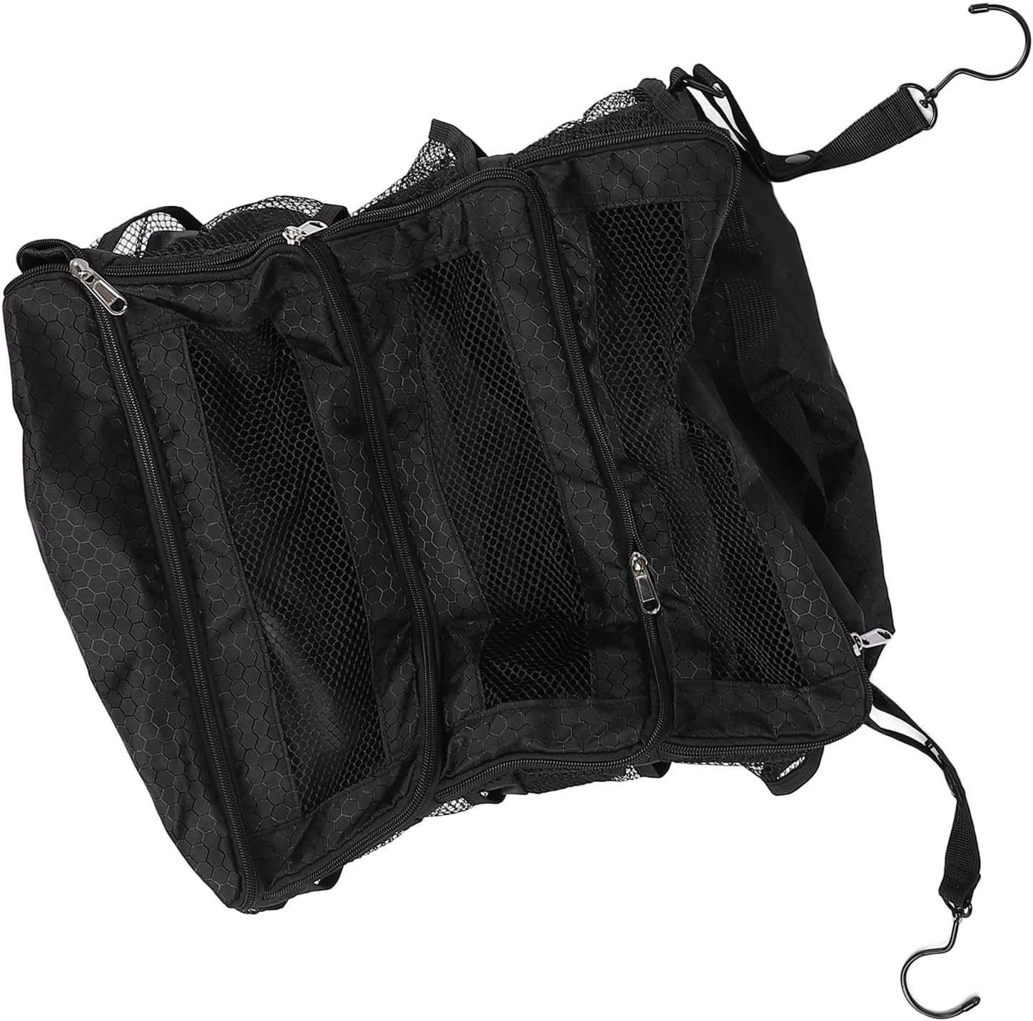 Custom Logo Hanging Suitcase Organizer, Private Label Luggage Packing Cubes Travel Organizer, Factory Foldable Carry On Bag 4 Compartments Oxford Fabric 22x36x47cm Black