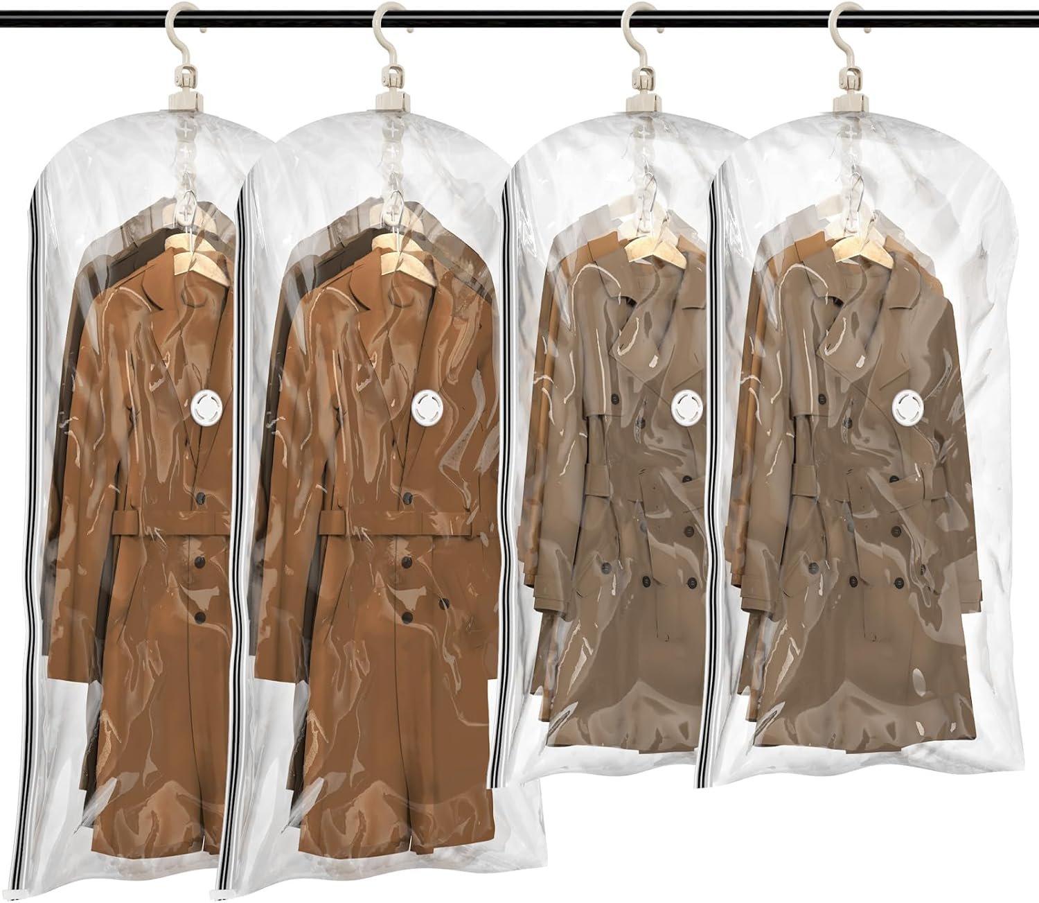 Custom Logo Hanging Vacuum Storage Sealer Space Saver Bags Private Label for Clothing Suits Jackets Closet Organizers Travel Set of 4 (2 Long 2 Short) Clear Factory