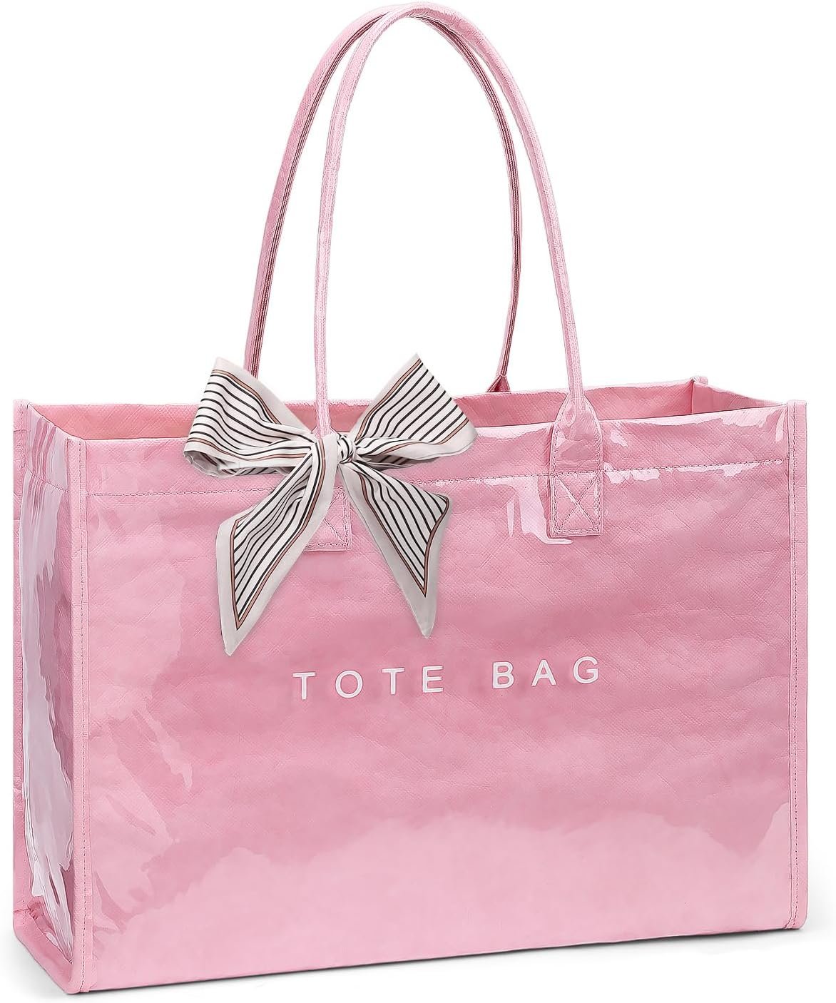 Custom Logo Large PVC Tote Bag for Women Private Label Plastic Tote Purse Work Kraft Paper Letter Print Shoulder Carry All Hobo Handbag Factory