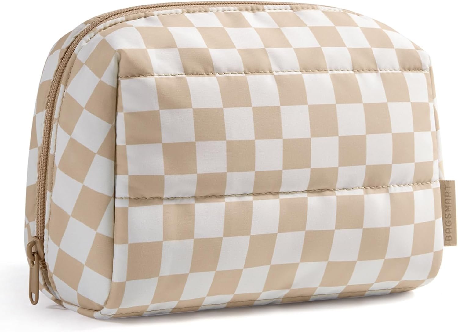 Custom Logo Makeup Bag Factory Direct Wide Opening Compact Spacious Water-Resistant Cosmetic Travel Organizer Pouches Private Label for Women Khaki Checkered Custom Logo Makeup Bag Factory Direct Wide Opening Compact Spacious Water-Resistant Cosmetic Travel Organizer Pouches Private Label for Women Khaki Checkered