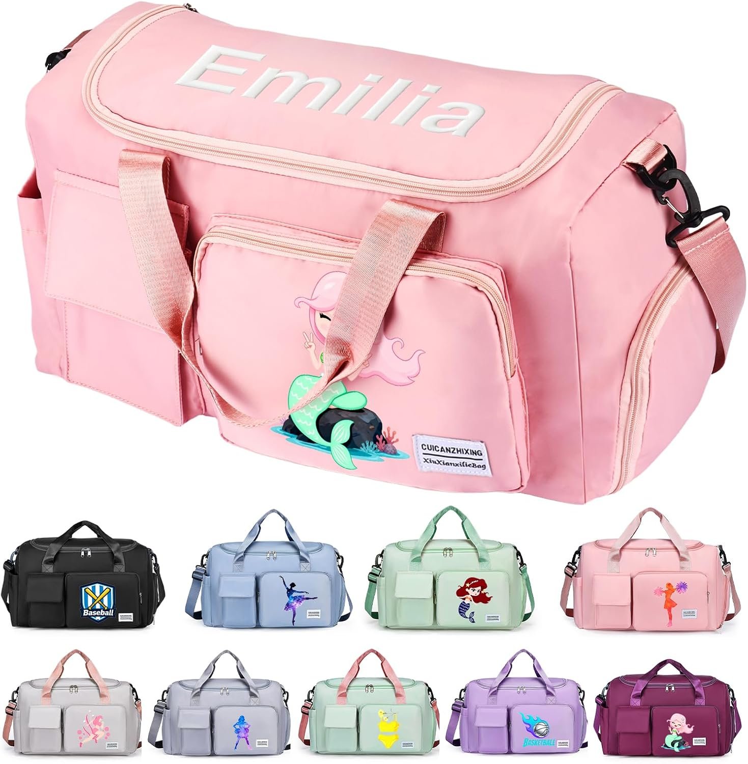 Custom Logo Personalized Duffel Bag, Private Label Embroidered Sports Gym Bag with Name Pattern, Weekend Dance Girls Duffle Ringette Gymnastics Bag for Women Men Manufacturer Custom Logo Personalized Duffel Bag, Private Label Embroidered Sports Gym Bag with Name Pattern, Weekend Dance Girls Duffle Ringette Gymnastics Bag for Women Men Manufacturer