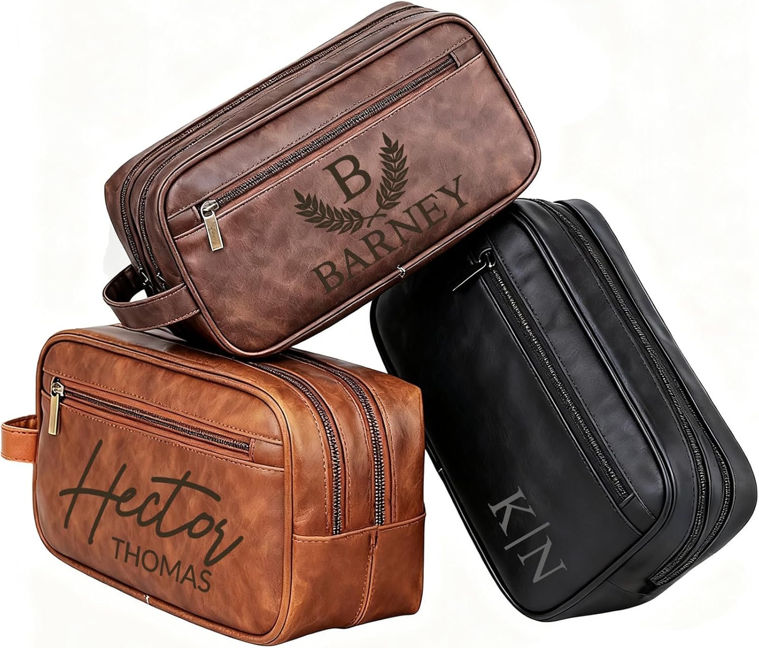 Custom Logo Personalized Engraved Leather Toiletry Travel Bag for Men Private Label Groomsmen Gifts Factory