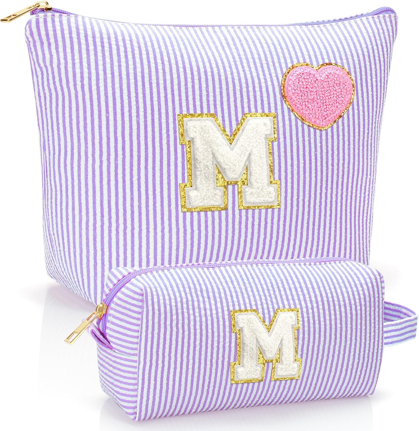 Custom Logo Personalized Initial Preppy Makeup Bags Private Label Cosmetic Toiletry Travel Pouches for Teen Girls Women Manufacturer 2pack (M, Purple) Custom Logo Personalized Initial Preppy Makeup Bags Private Label Cosmetic Toiletry Travel Pouches for Teen Girls Women Manufacturer 2pack (M, Purple)