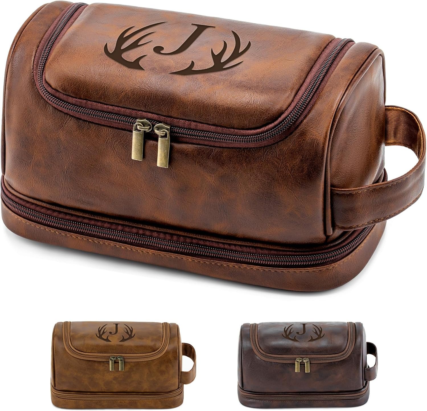 Custom Logo Personalized PU Leather Waterproof Toiletry Bag Dopp Kit Shaving Organizer Private Label Travel Essential for Men Dad Husband Fathers Day Birthday Gifts Manufacturer (Reddish Brown J) Custom Logo Personalized PU Leather Waterproof Toiletry Bag Dopp Kit Shaving Organizer Private Label Travel Essential for Men Dad Husband Fathers Day Birthday Gifts Manufacturer (Reddish Brown J)