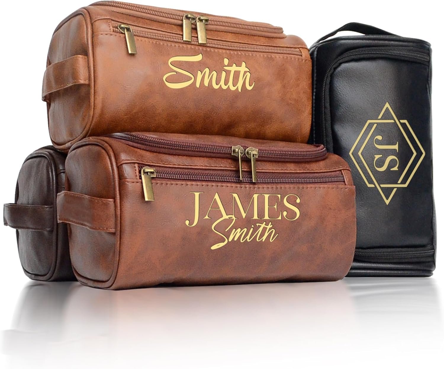 Custom Logo Personalized Toiletry Bag for Men with Engraved Name Initials, Factory Direct Customized Monogram Travel Shaving Dopp Kit, Private Label Groomsmen Gift for Birthday Christmas Dad Husband (Black)