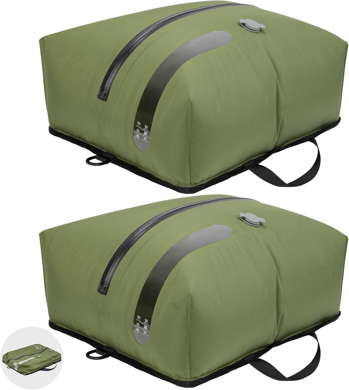 Custom Logo Space Saver Travel Vacuum Compression Bags Private Label Reusable with IP67 Waterproof Zipper for Suitcases & Backpacks Manufacturer Two Pack Green NO PUMP