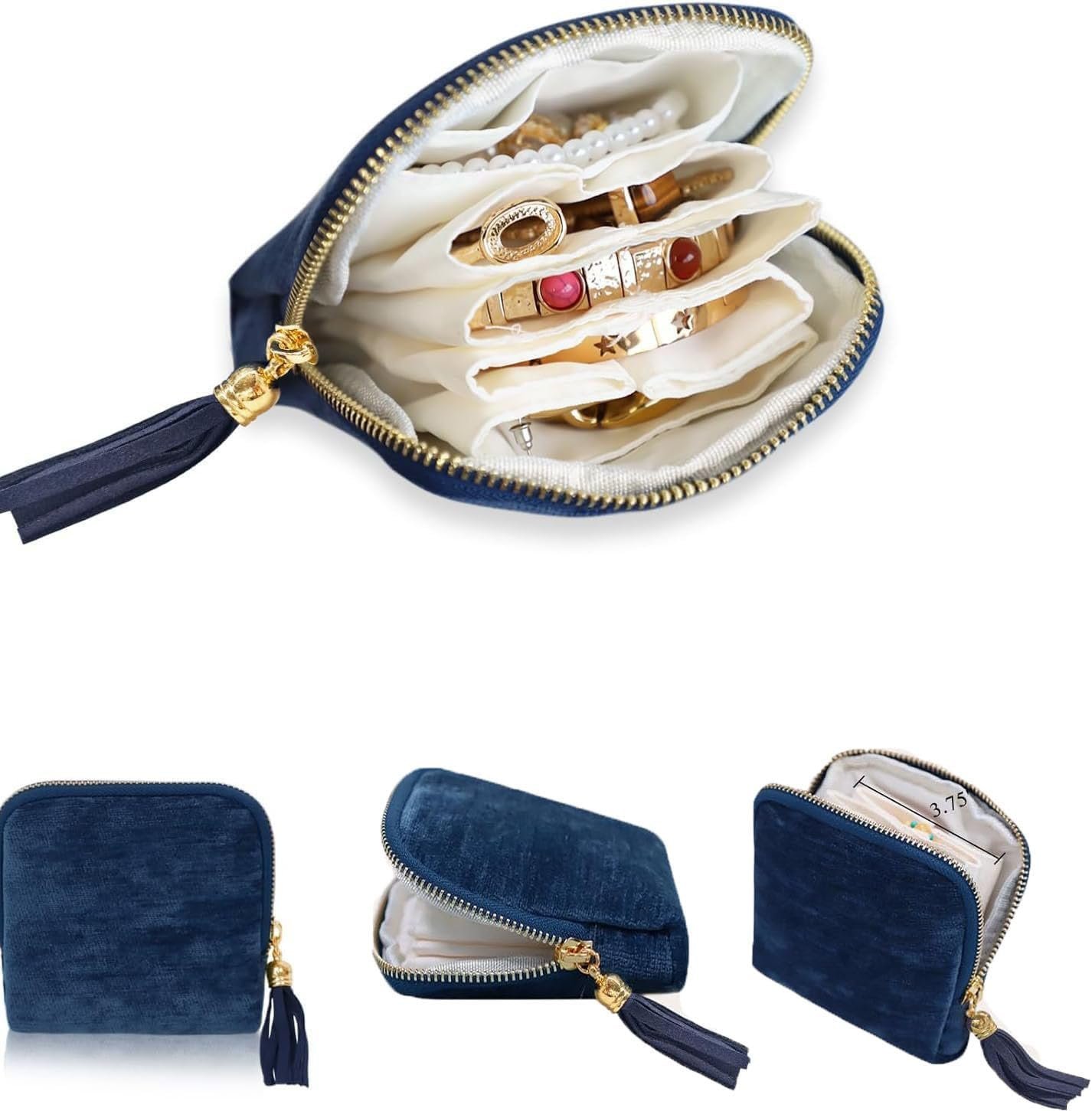 Custom Logo Travel Jewelry Case Private Label Portable Tassel Zipper Velvet Organizer Manufacturer for Rings Bracelets Women